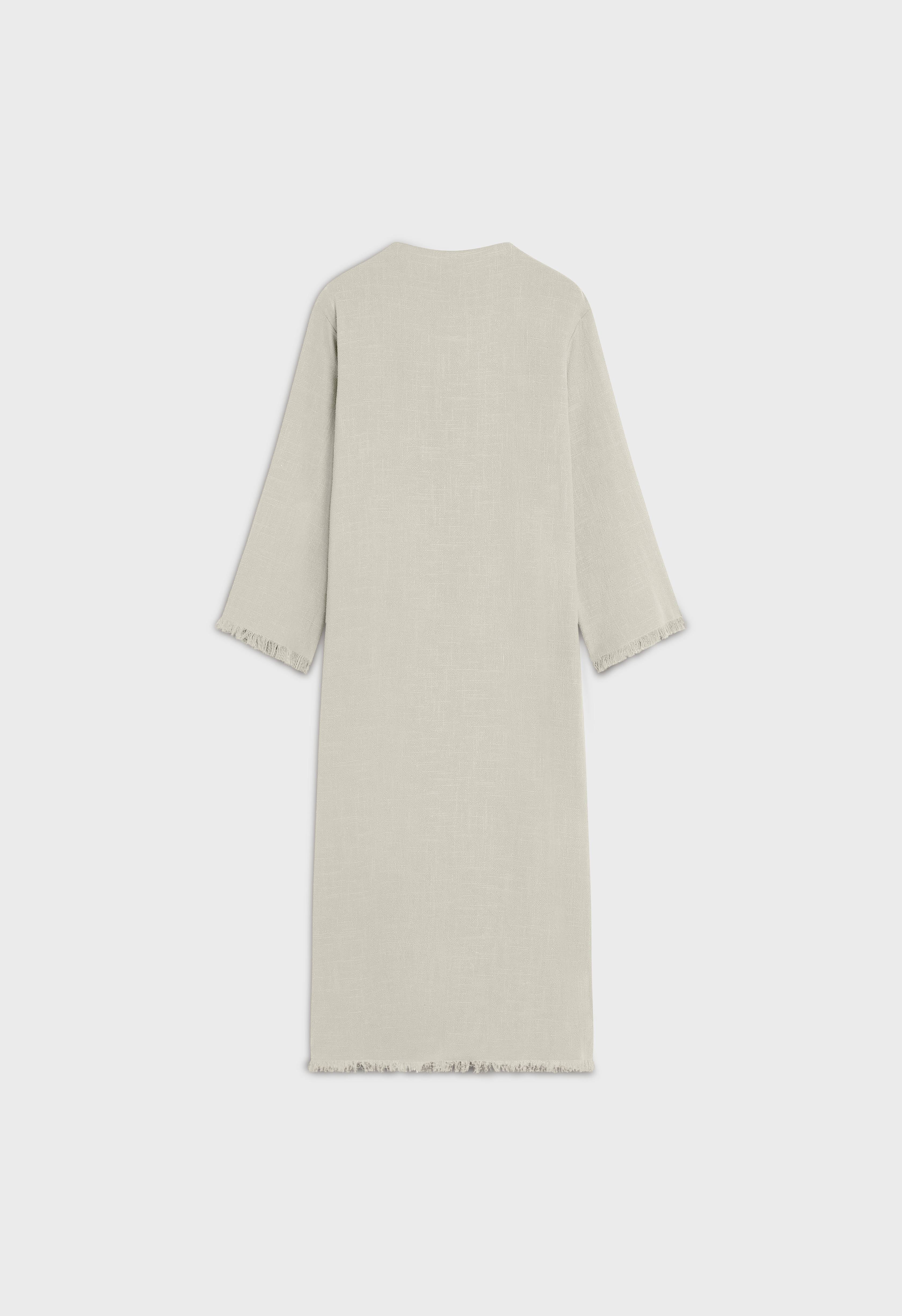 Frayed Hem Linen Dress | Light Storm