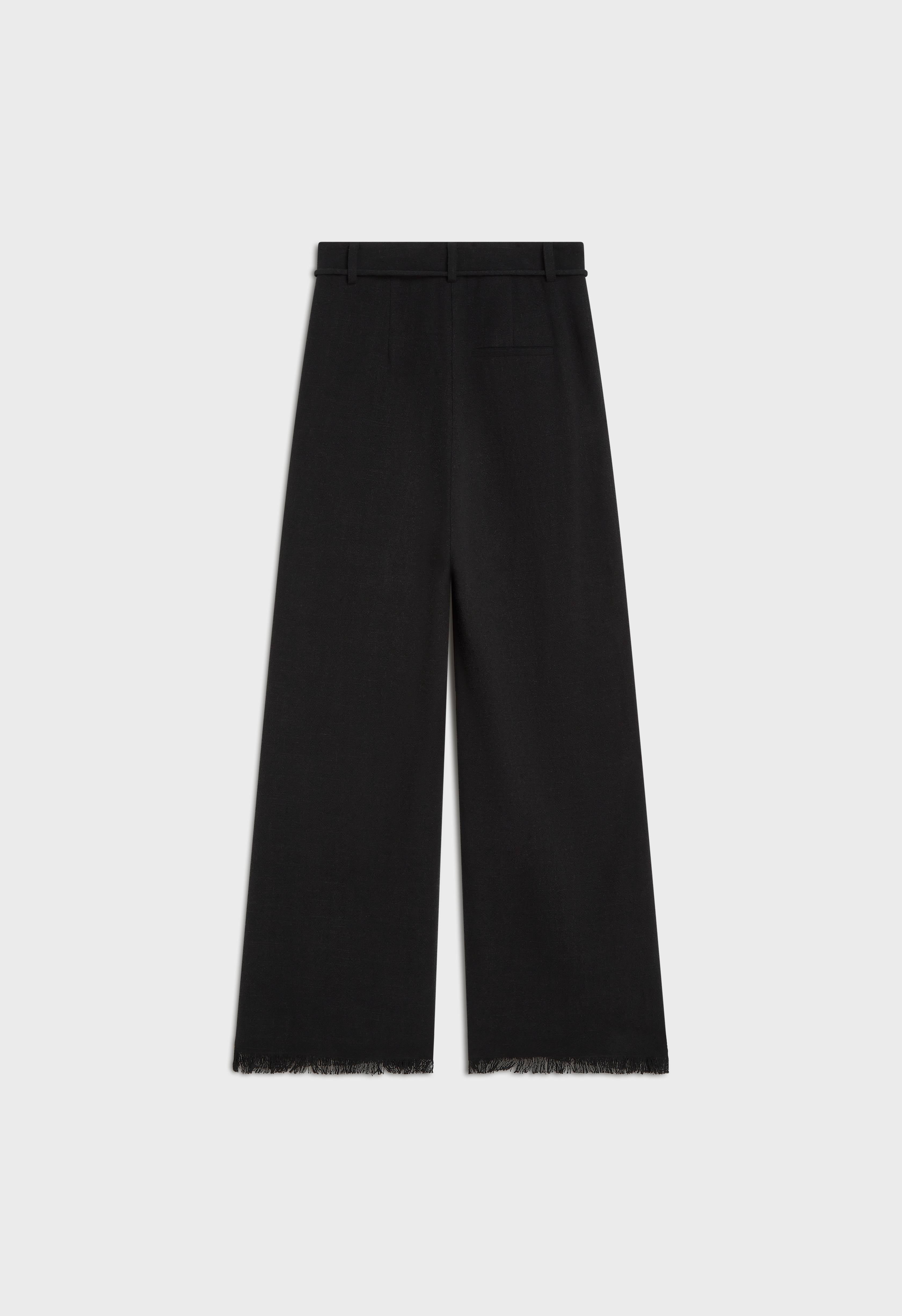 Frayed Hem Linen Pants | Black