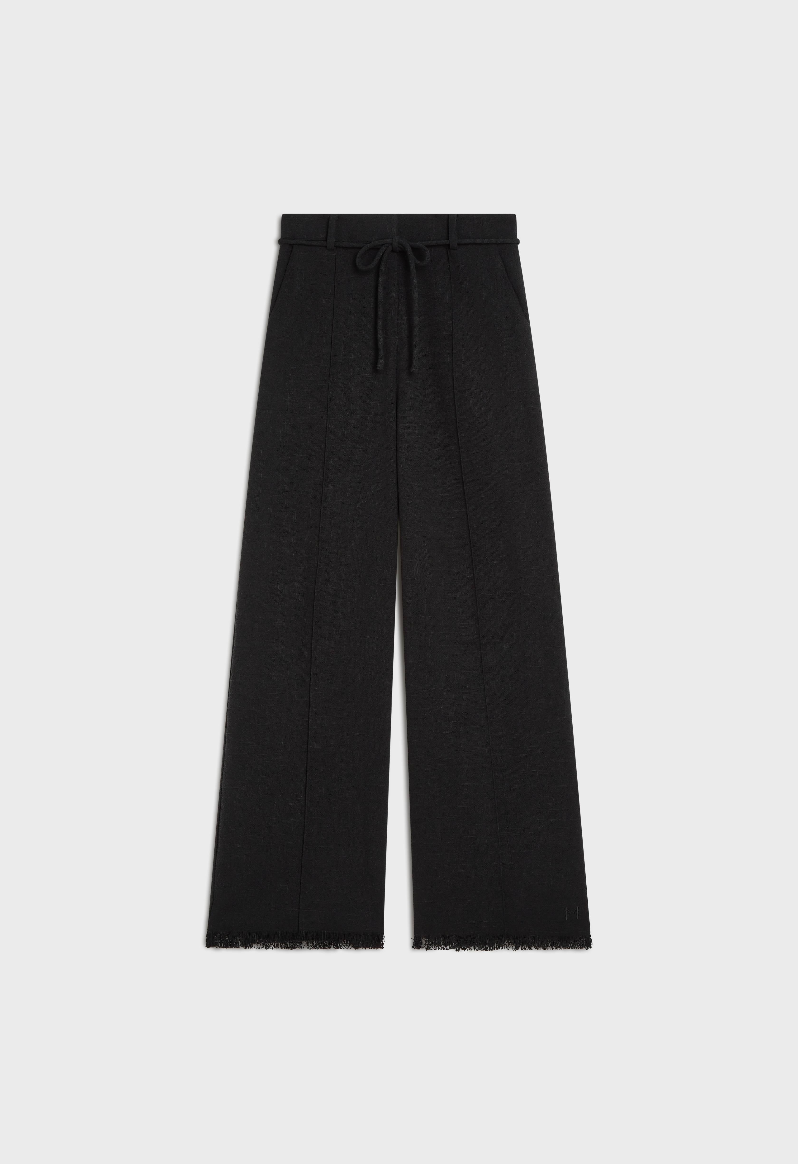 Frayed Hem Linen Pants | Black