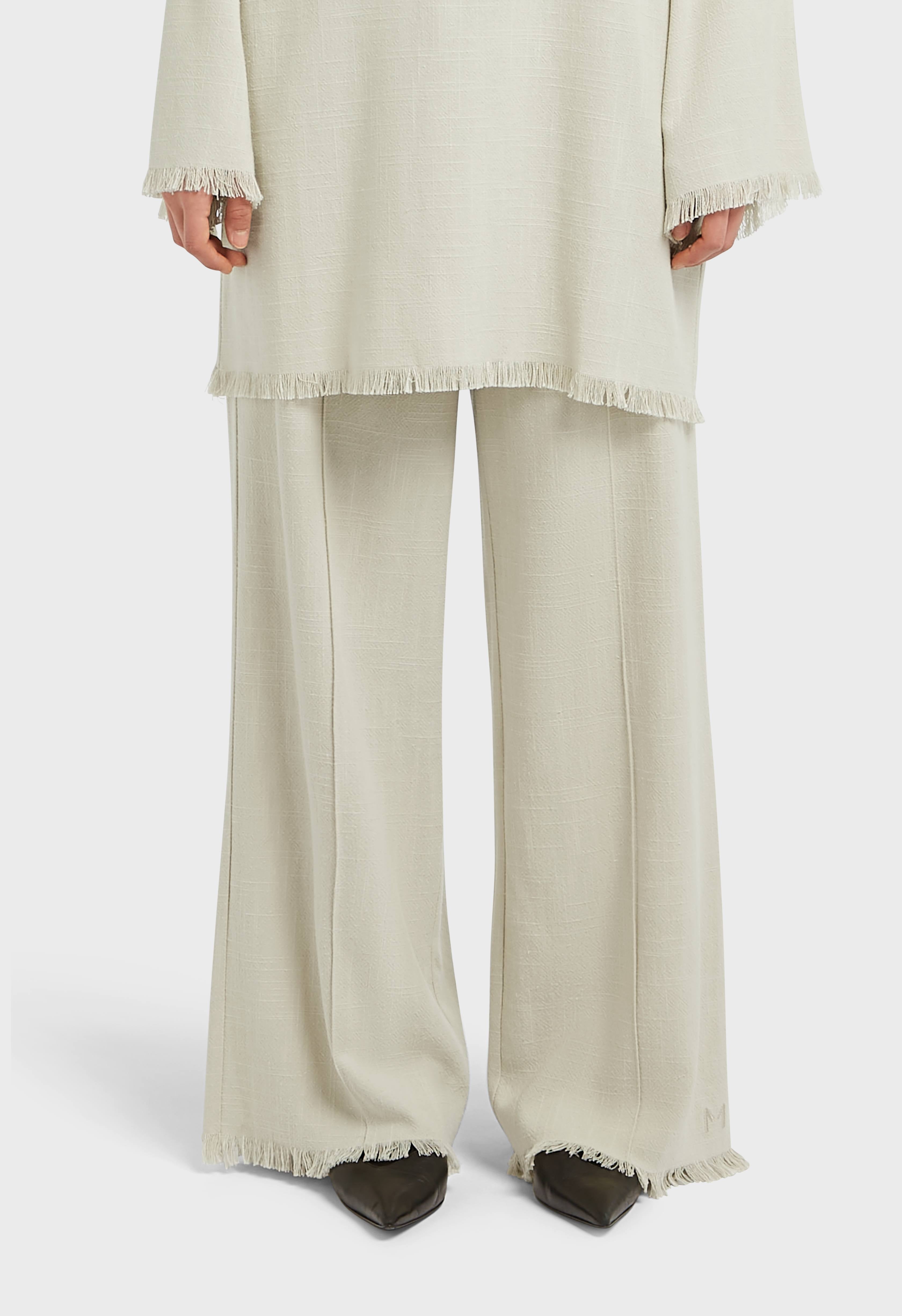 Frayed Hem Linen Pants | Light Storm