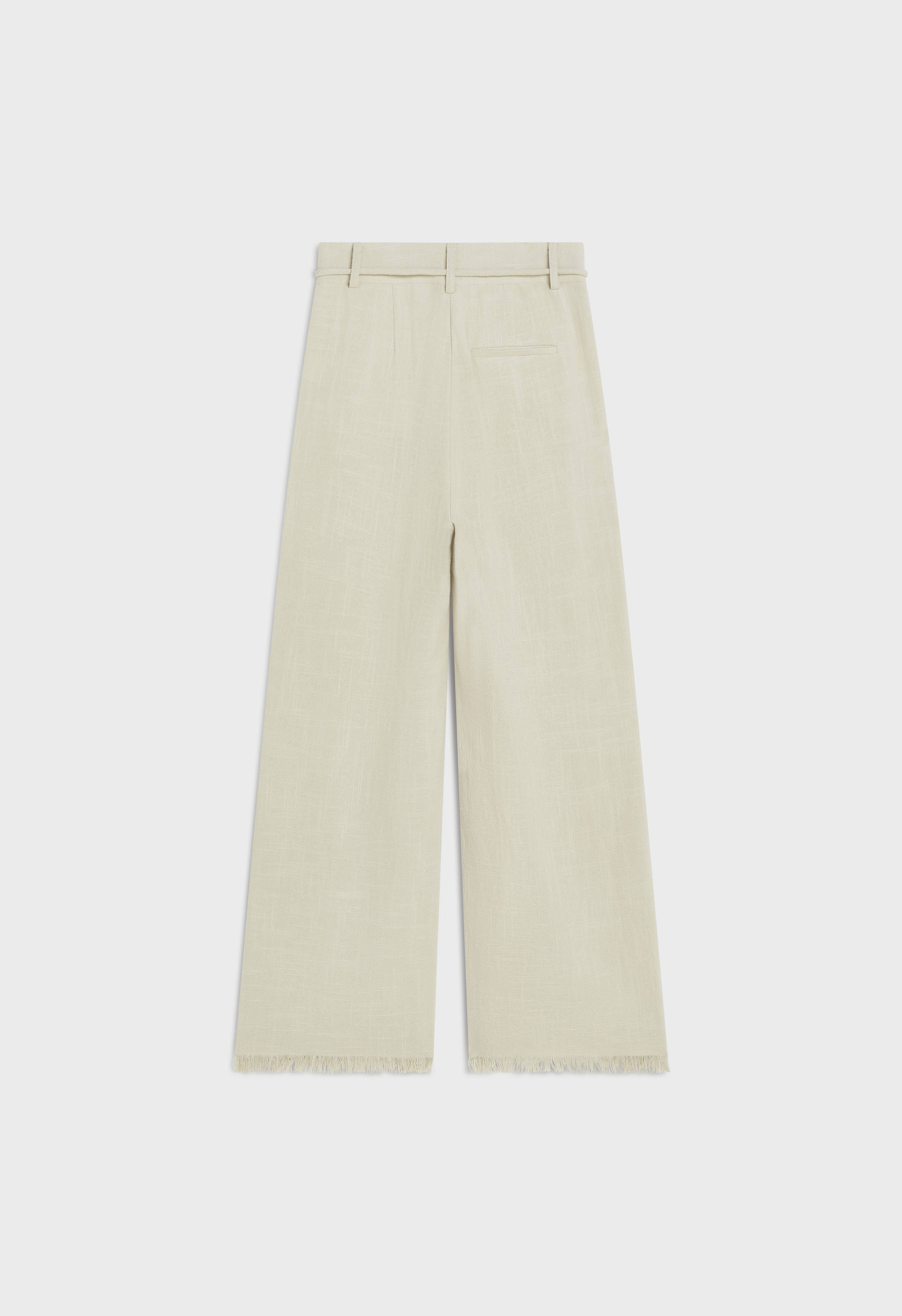 Frayed Hem Linen Pants | Light Storm