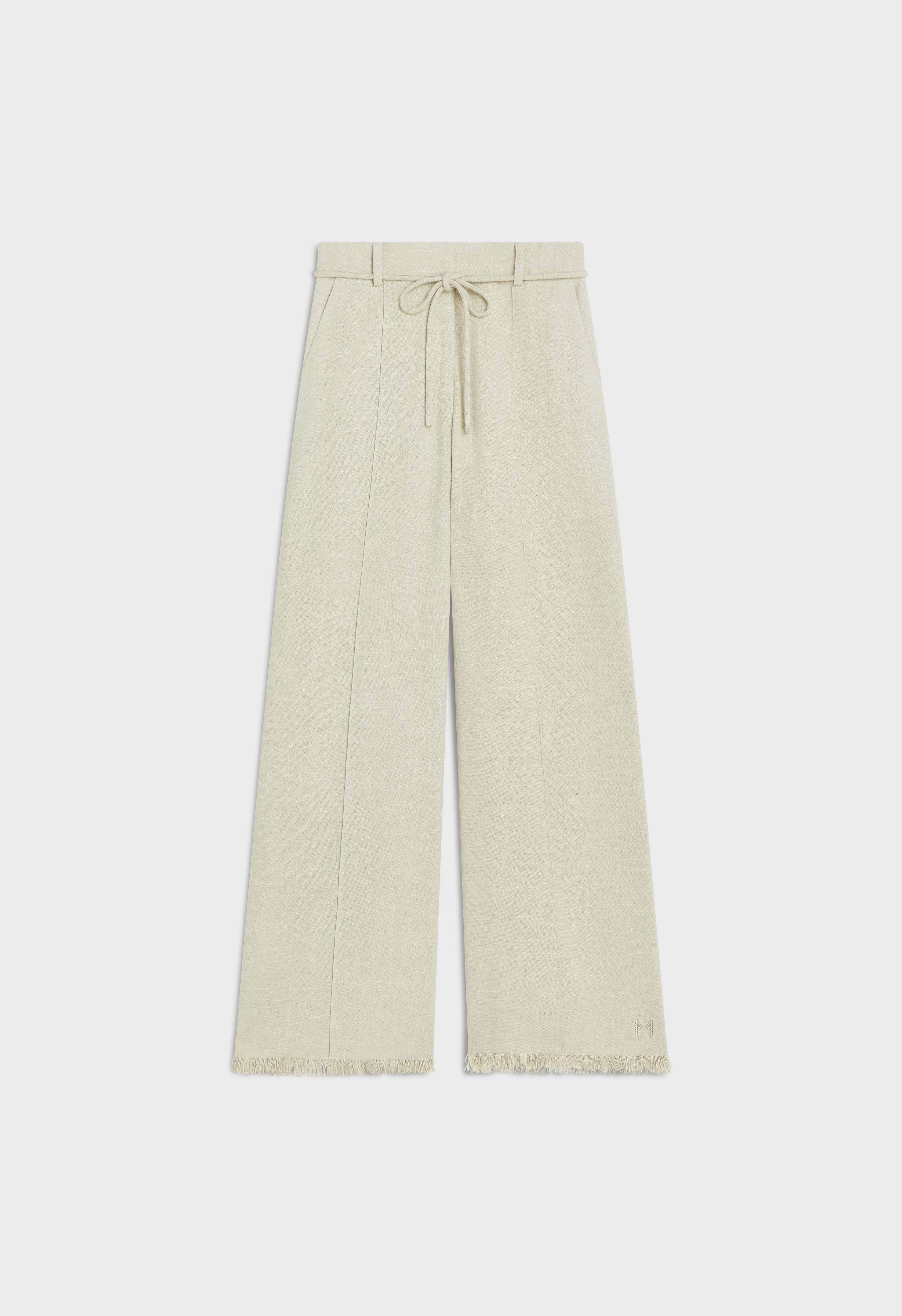 Frayed Hem Linen Pants | Light Storm