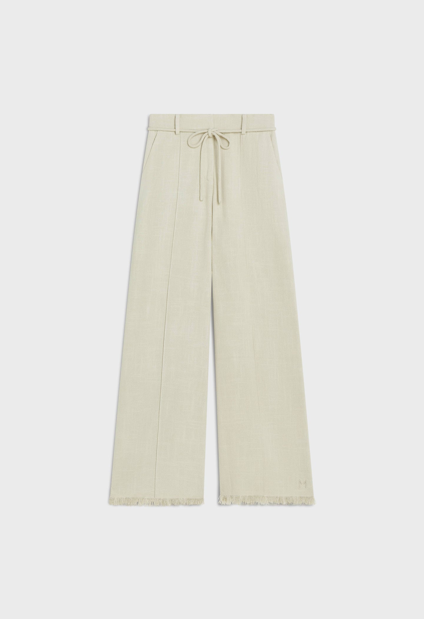 Frayed Hem Linen Pants | Light Storm