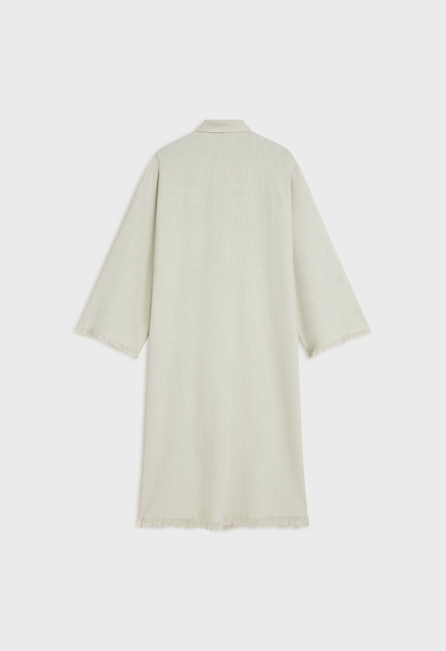 Frayed Hem Linen Shirt Dress | Light Storm