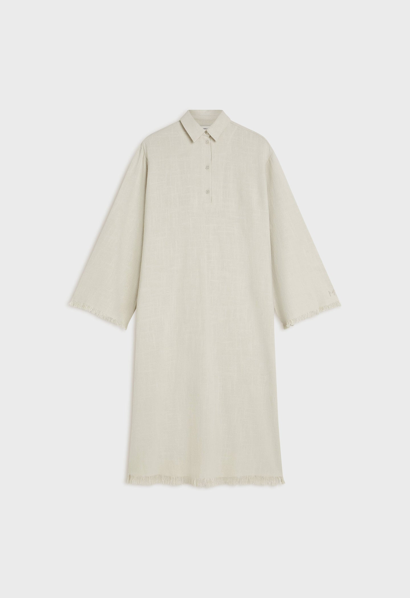 Frayed Hem Linen Shirt Dress | Light Storm