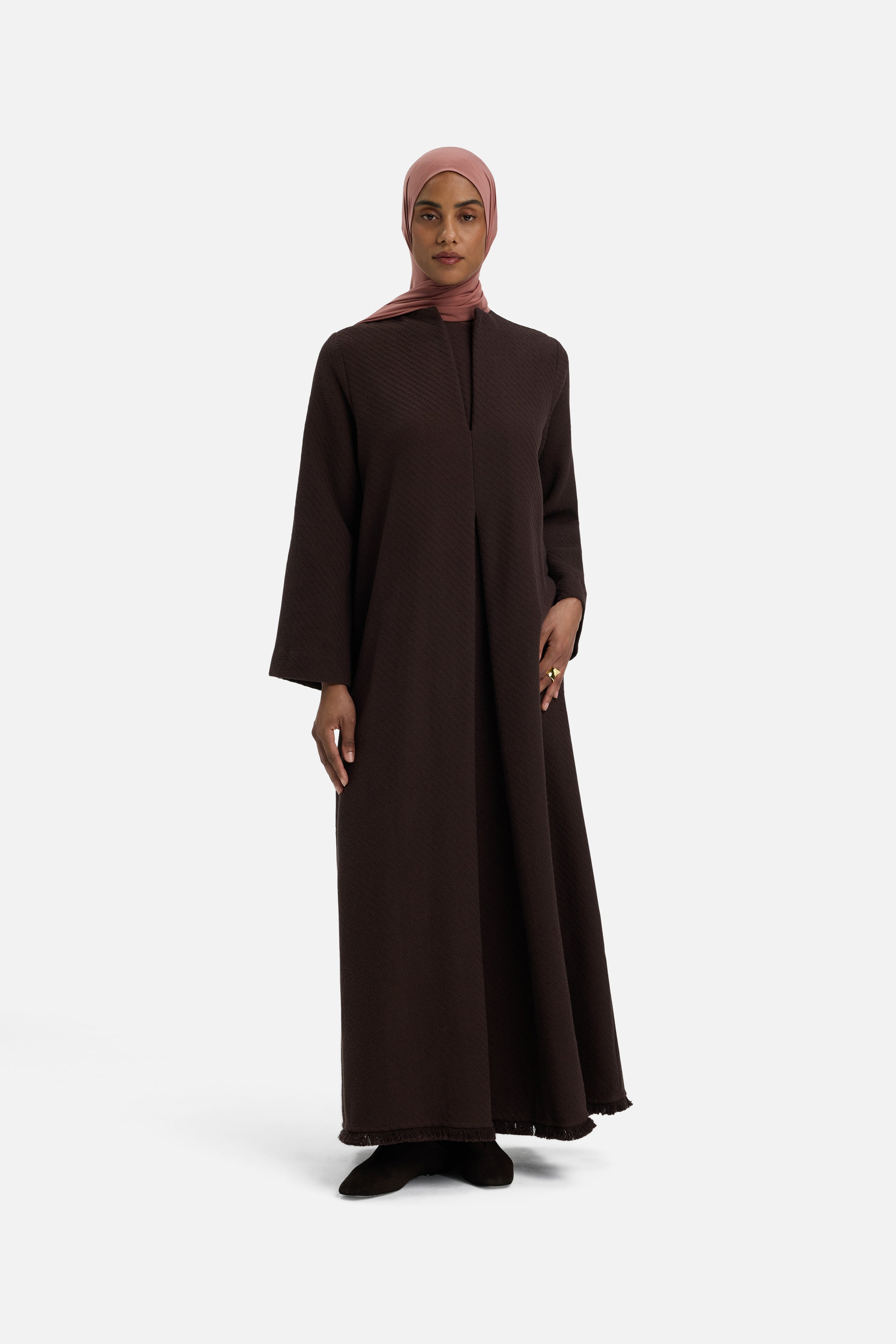 Fringe Trim Dress | Dark Chocolate