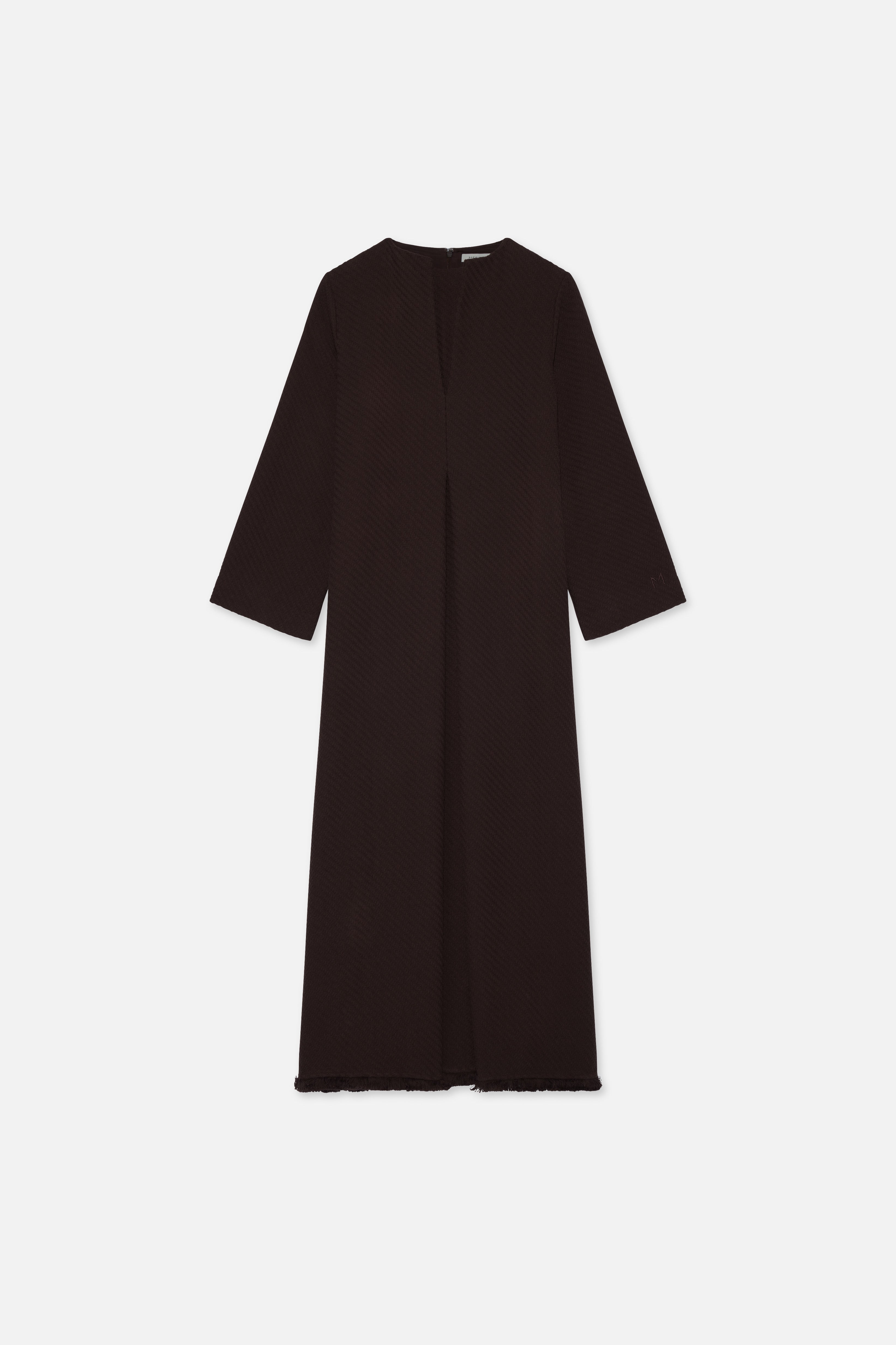 Flat lay front dark brown dress