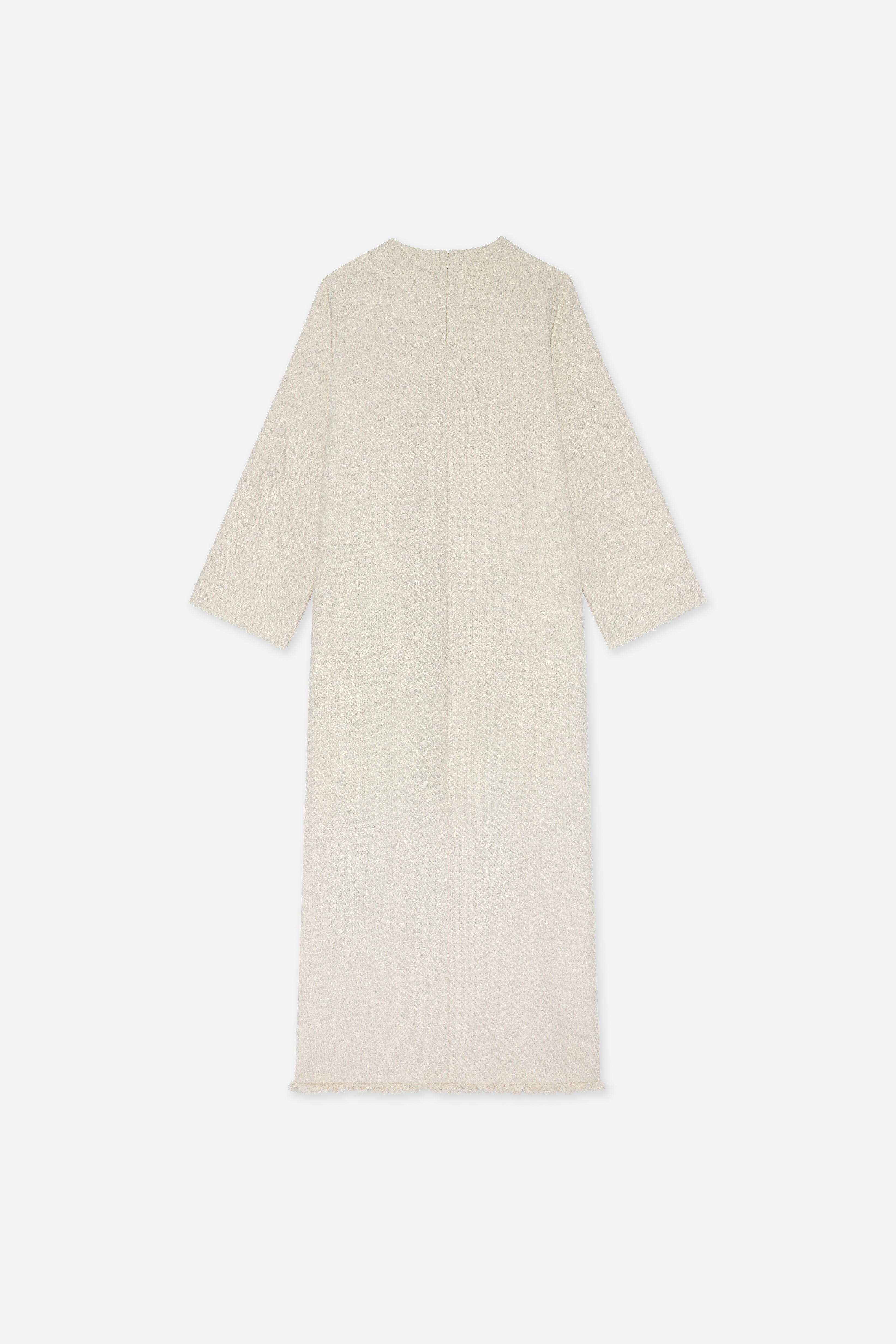 Flat lay back off white dress