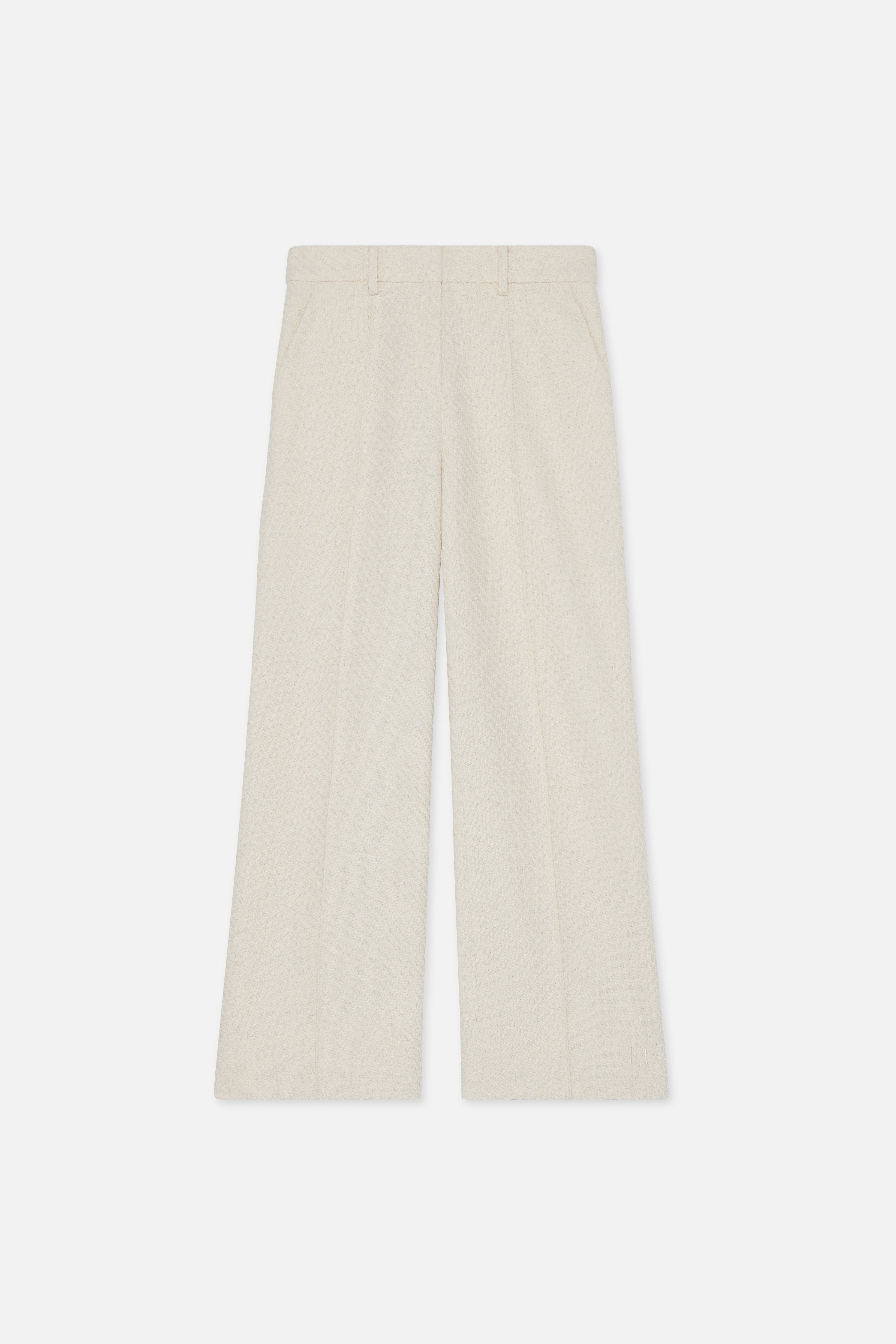 Flat lay front off white trousers