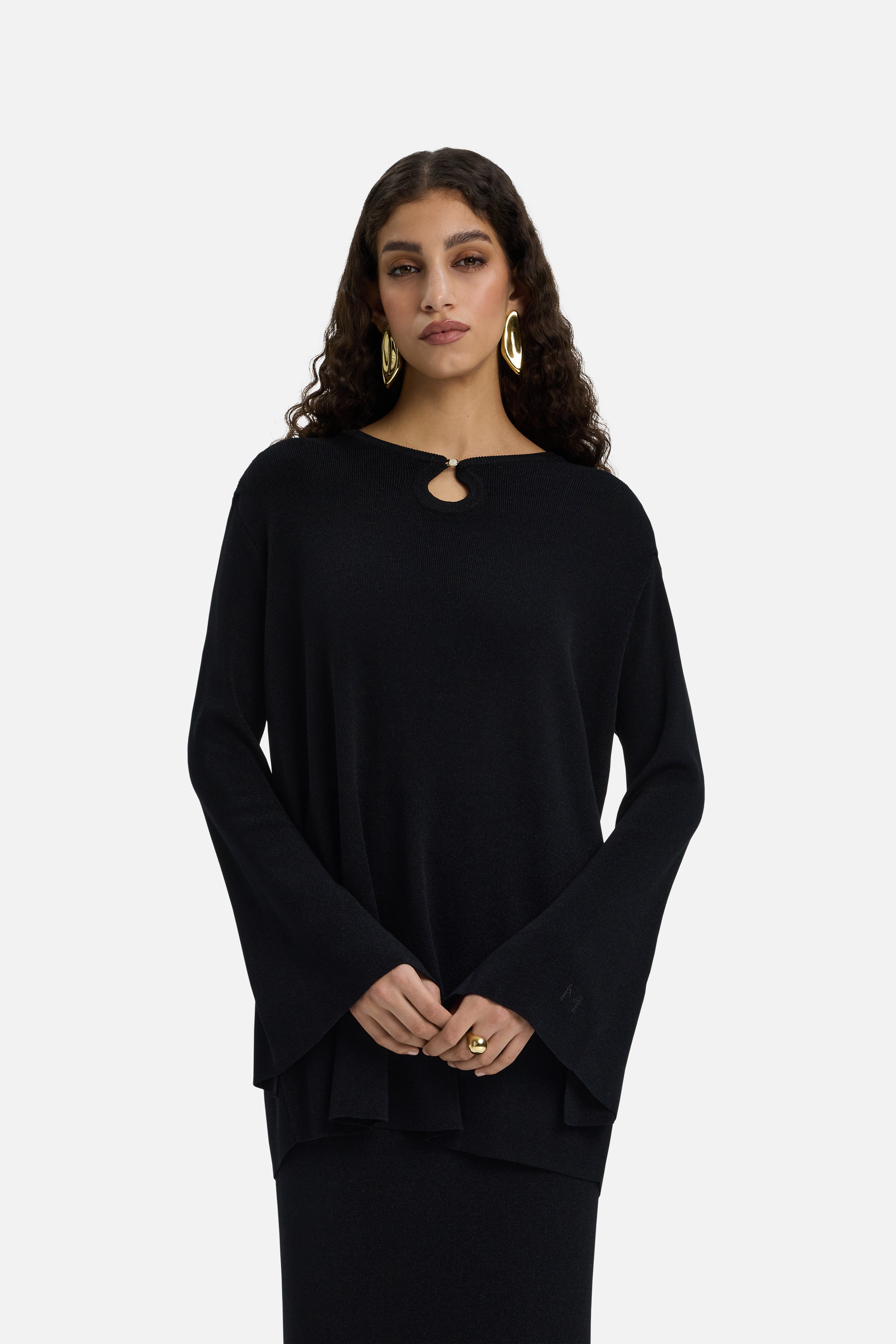 Gilded Knit Top | Black