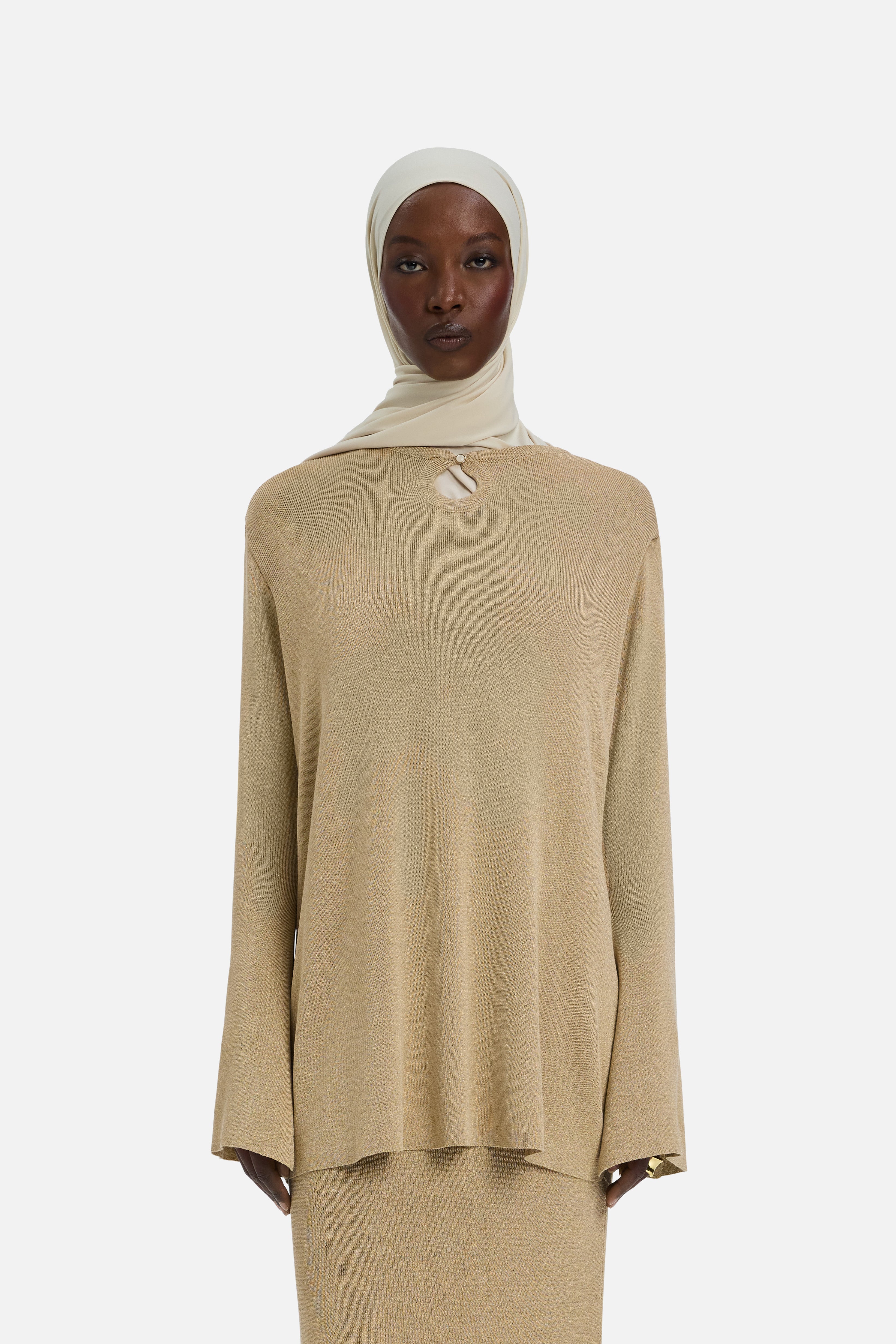 Gilded Knit Top | Light Gold