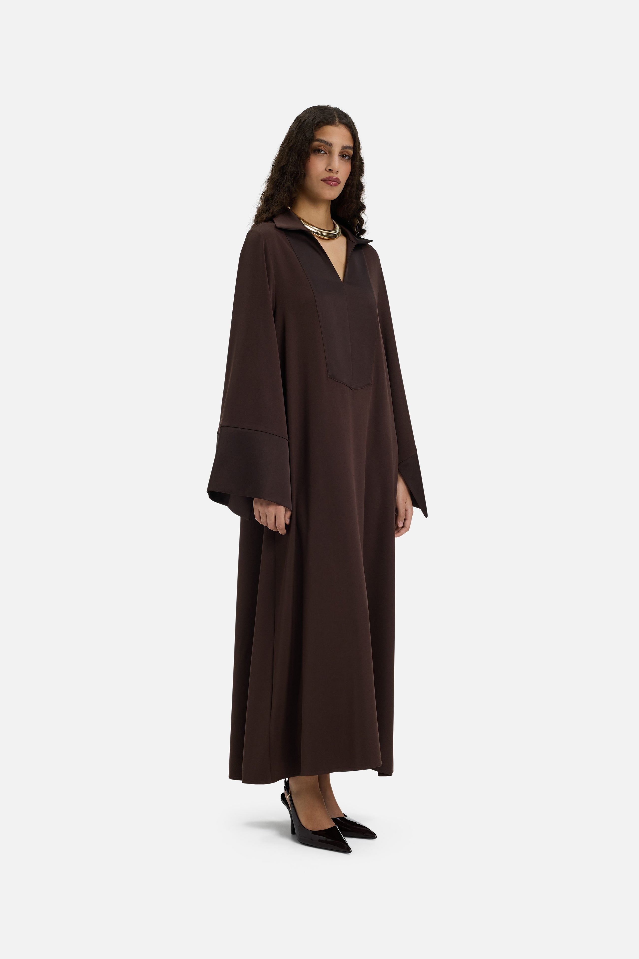 Kaftan Dress Short | Dark Brown