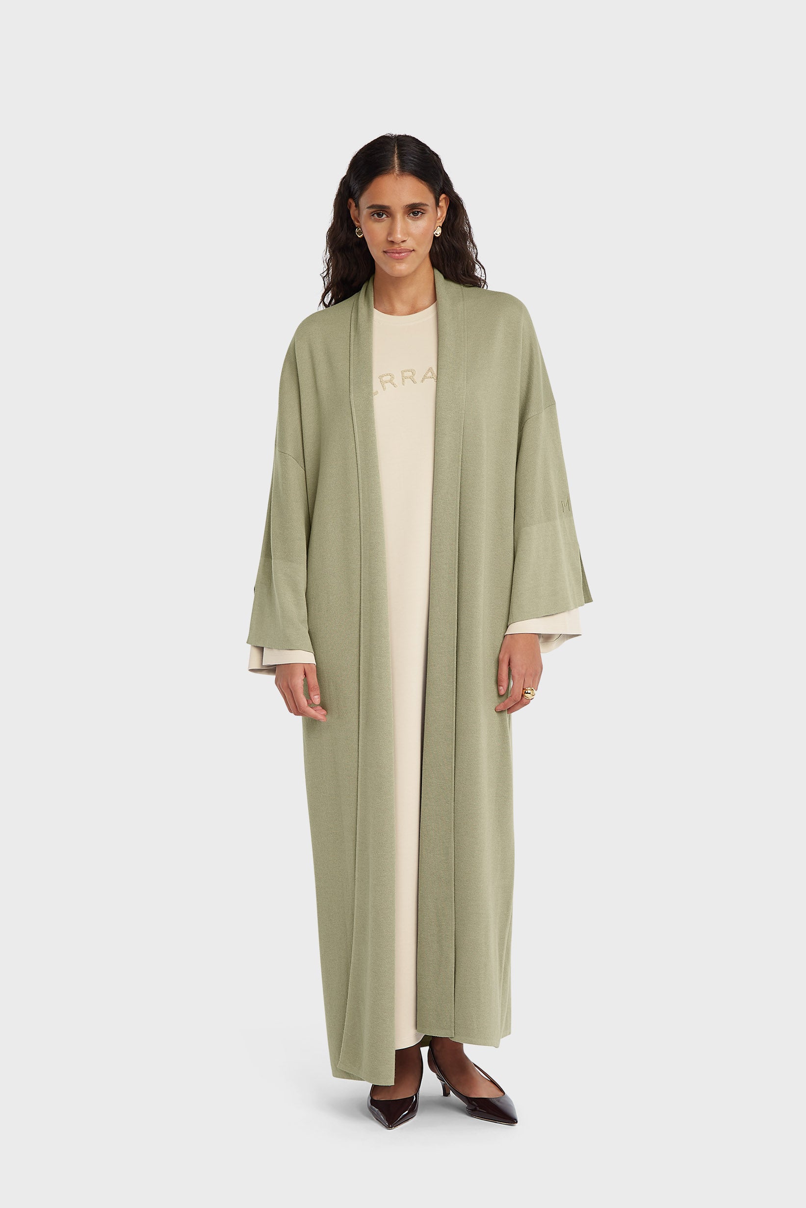 Knitted Abaya | Soft Sage