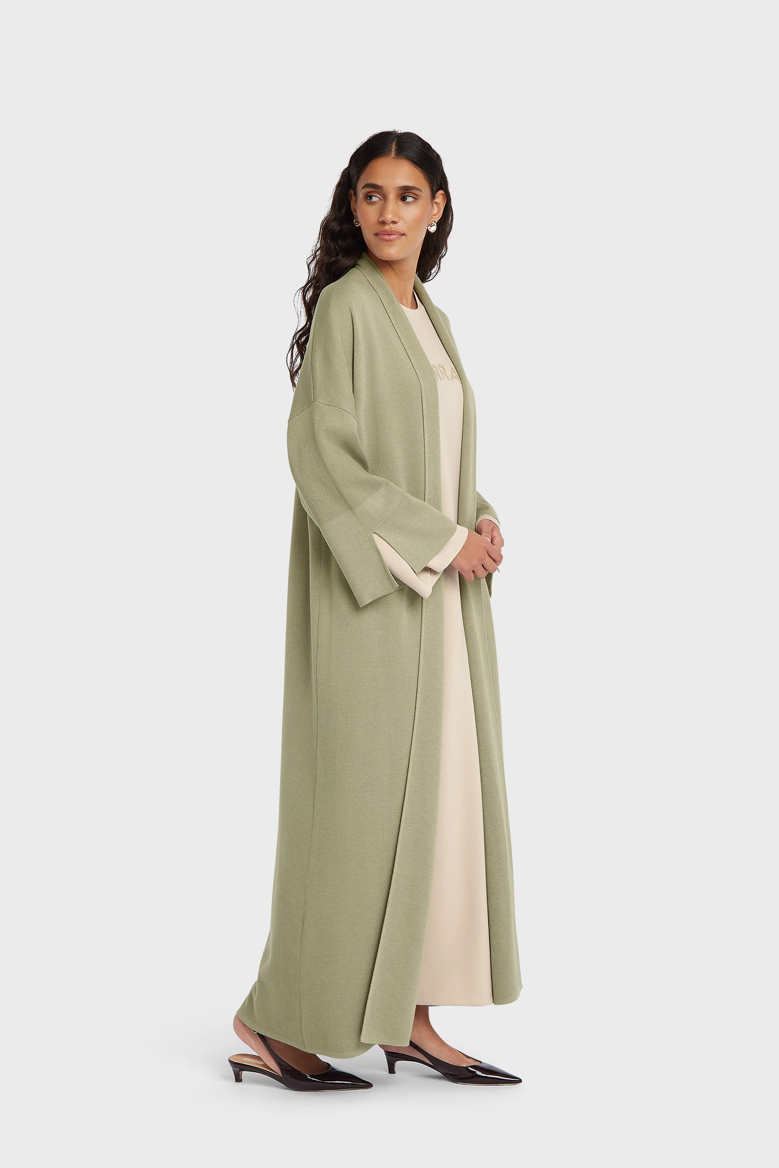 Knitted Abaya | Soft Sage