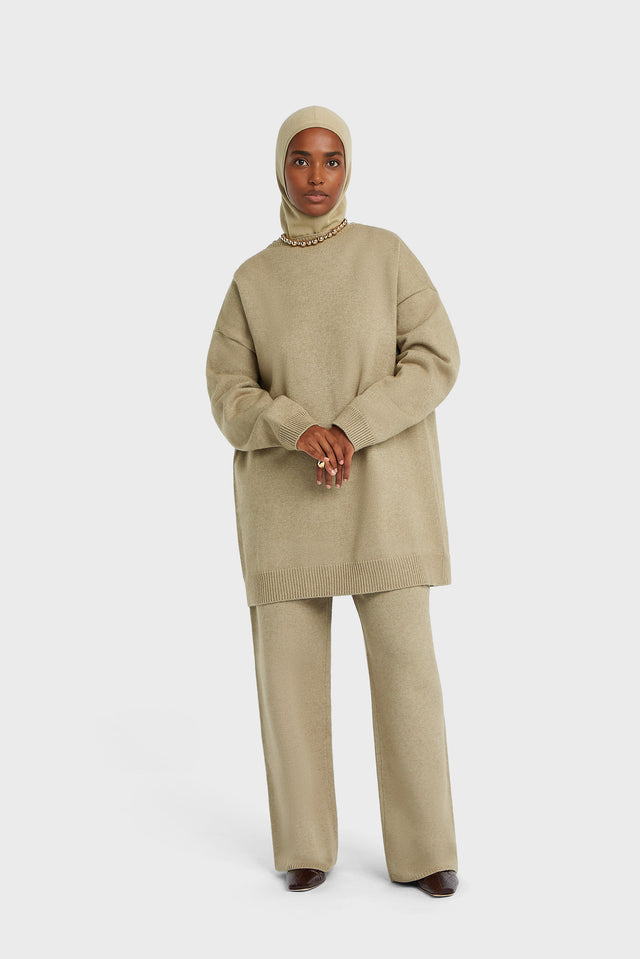 Knitted Straight Pants | Mink