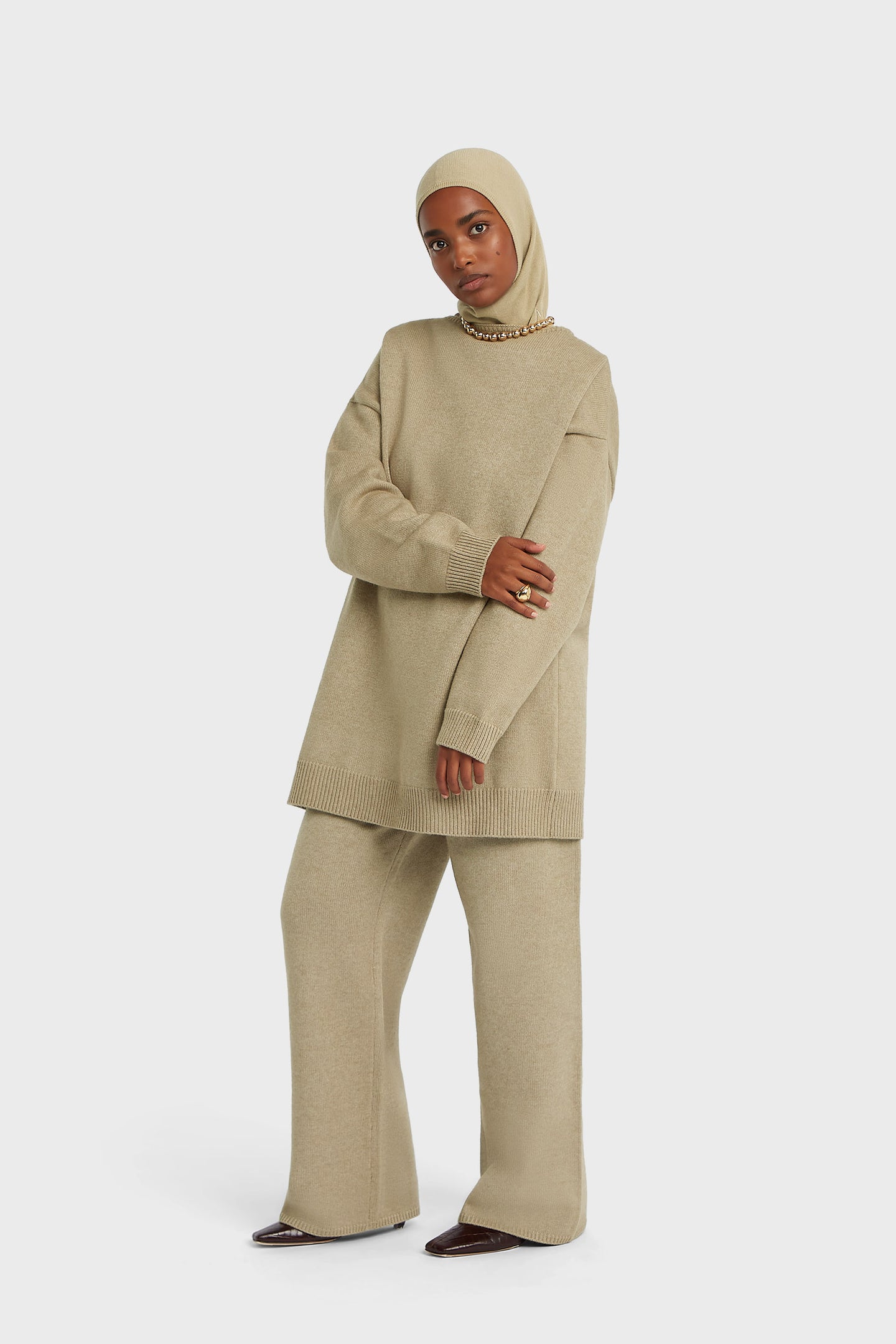 Knitted Straight Pants | Mink