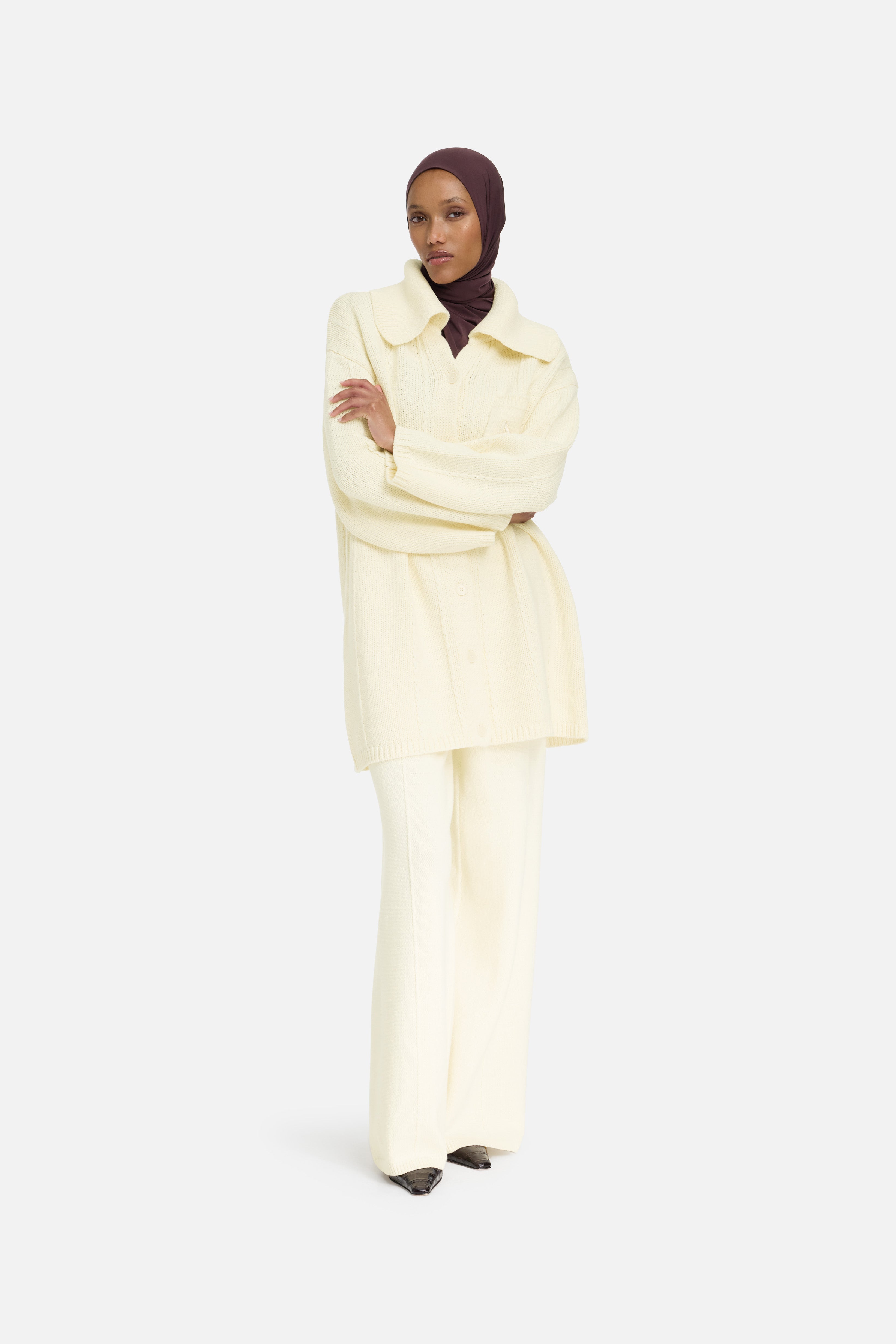Knitted Cable Pants | Porcelain
