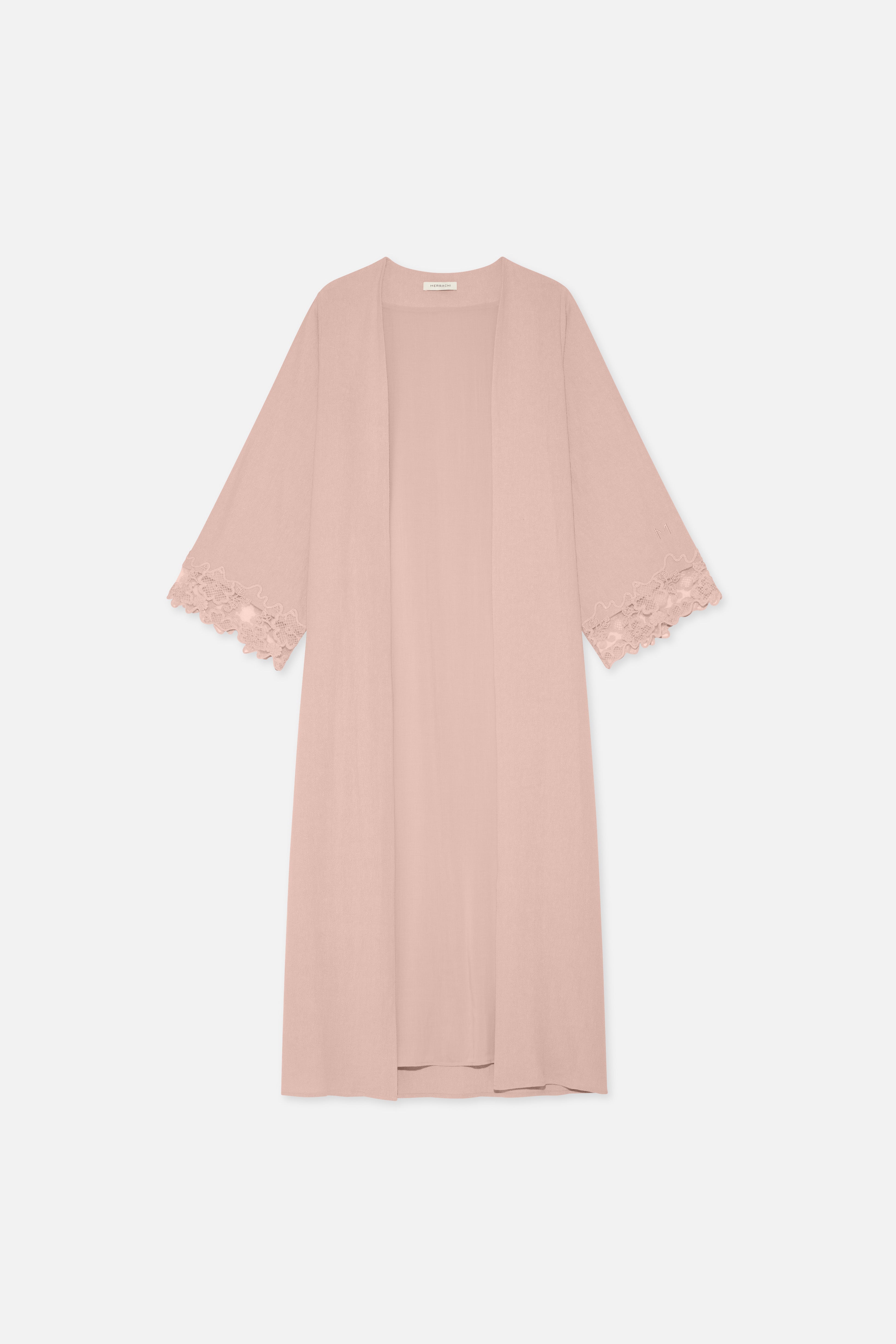 Lace Trim Abaya | Deep Rose