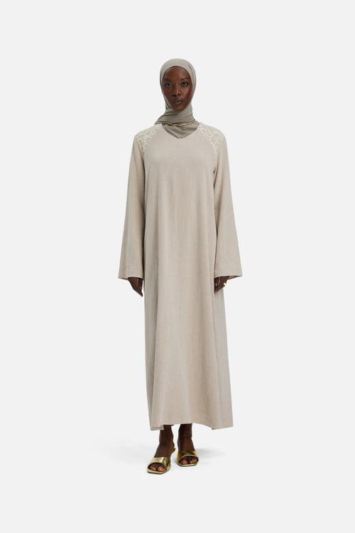 Lace Trim Dress | Grey Sand 