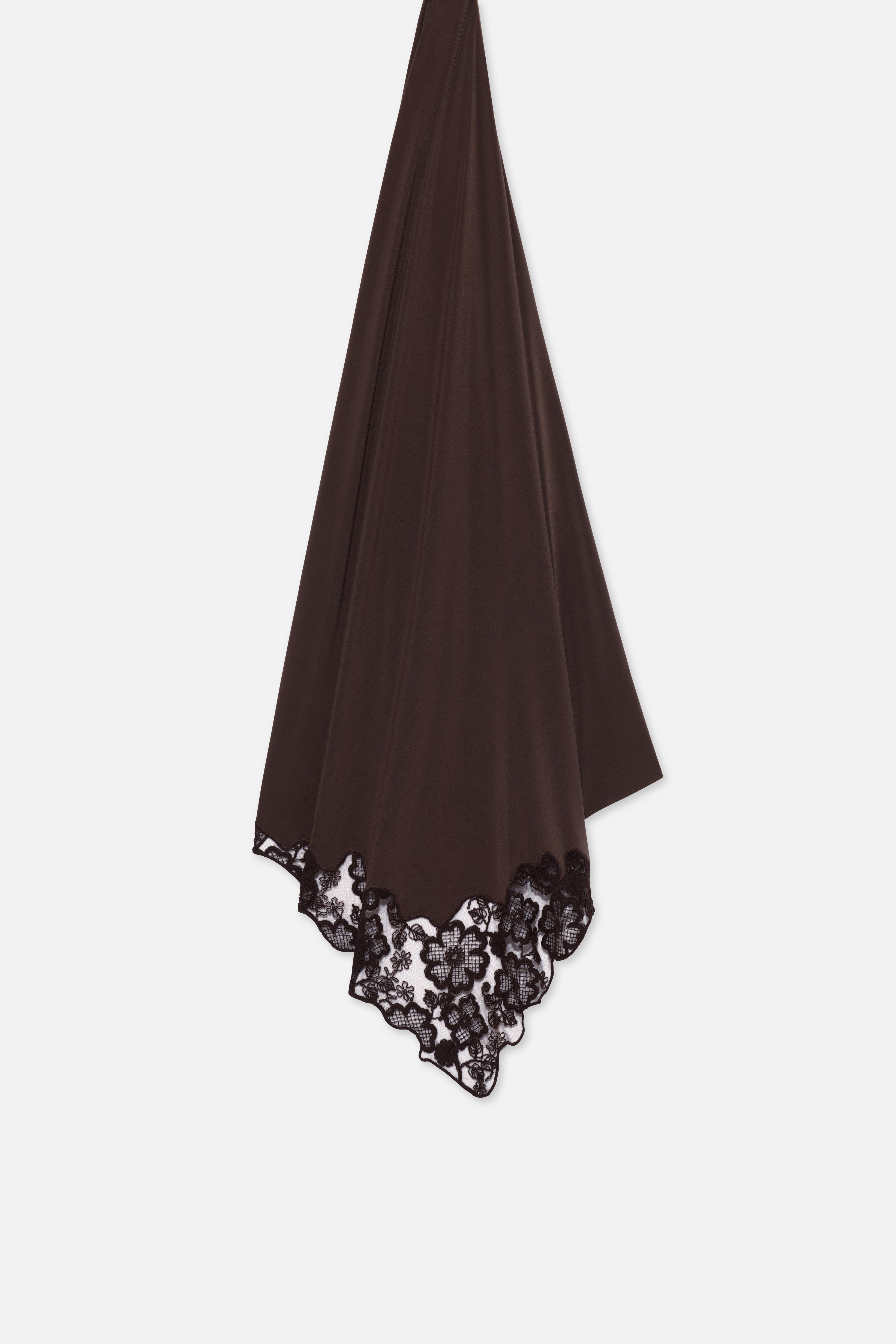 Lace Trim Scarf | Dark Brown