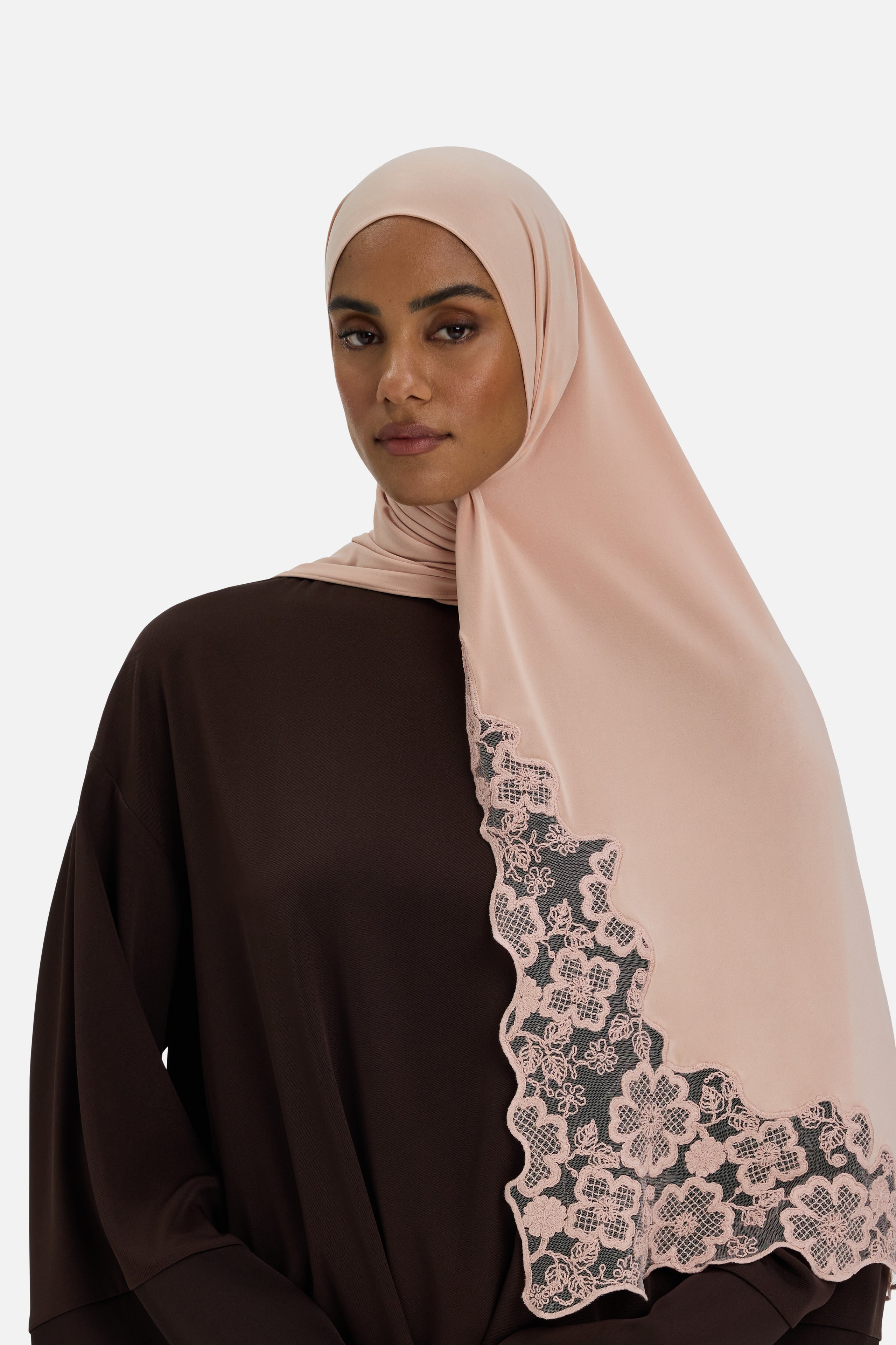 Lace Trim Scarf | Deep Rose