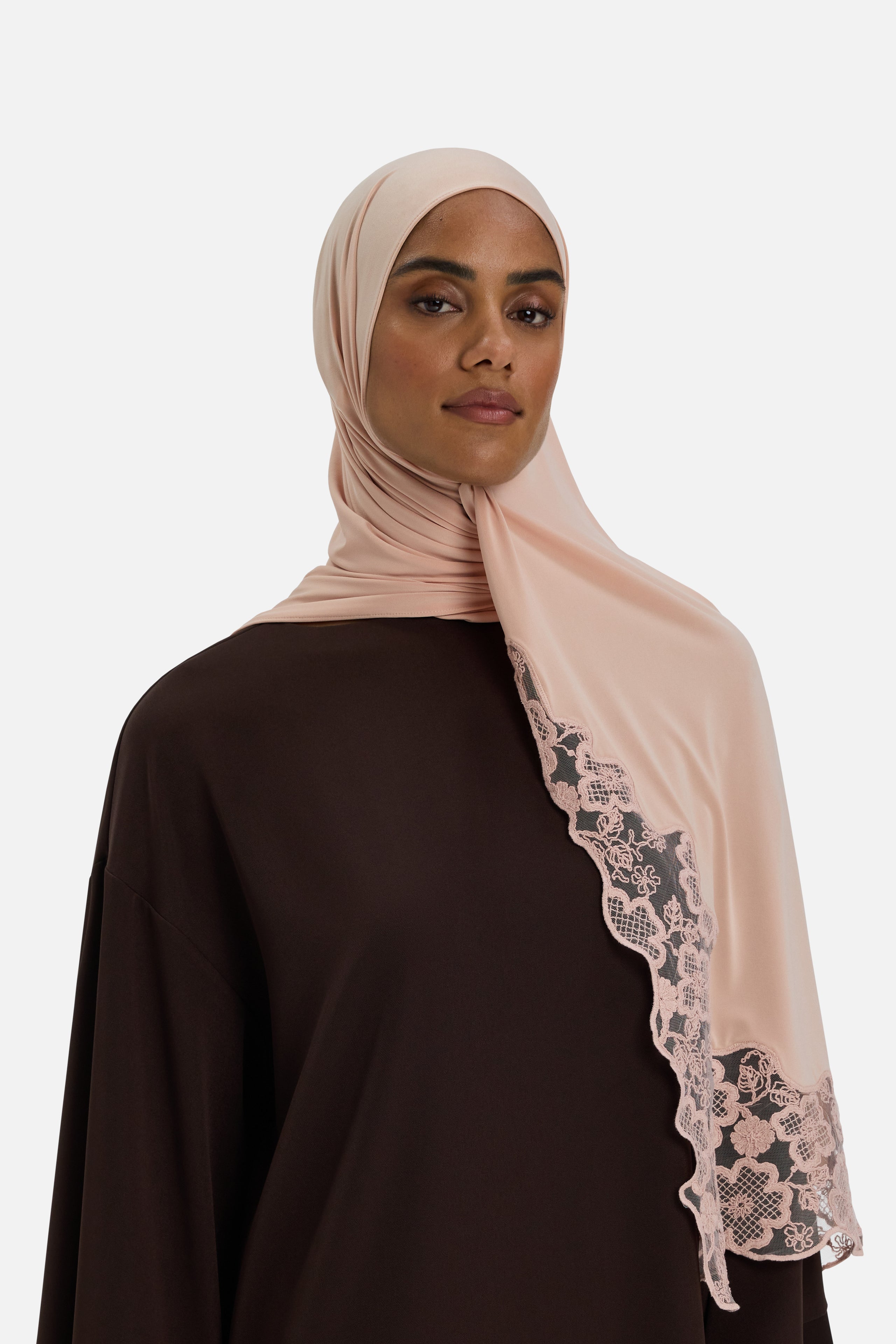 Lace Trim Scarf | Deep Rose
