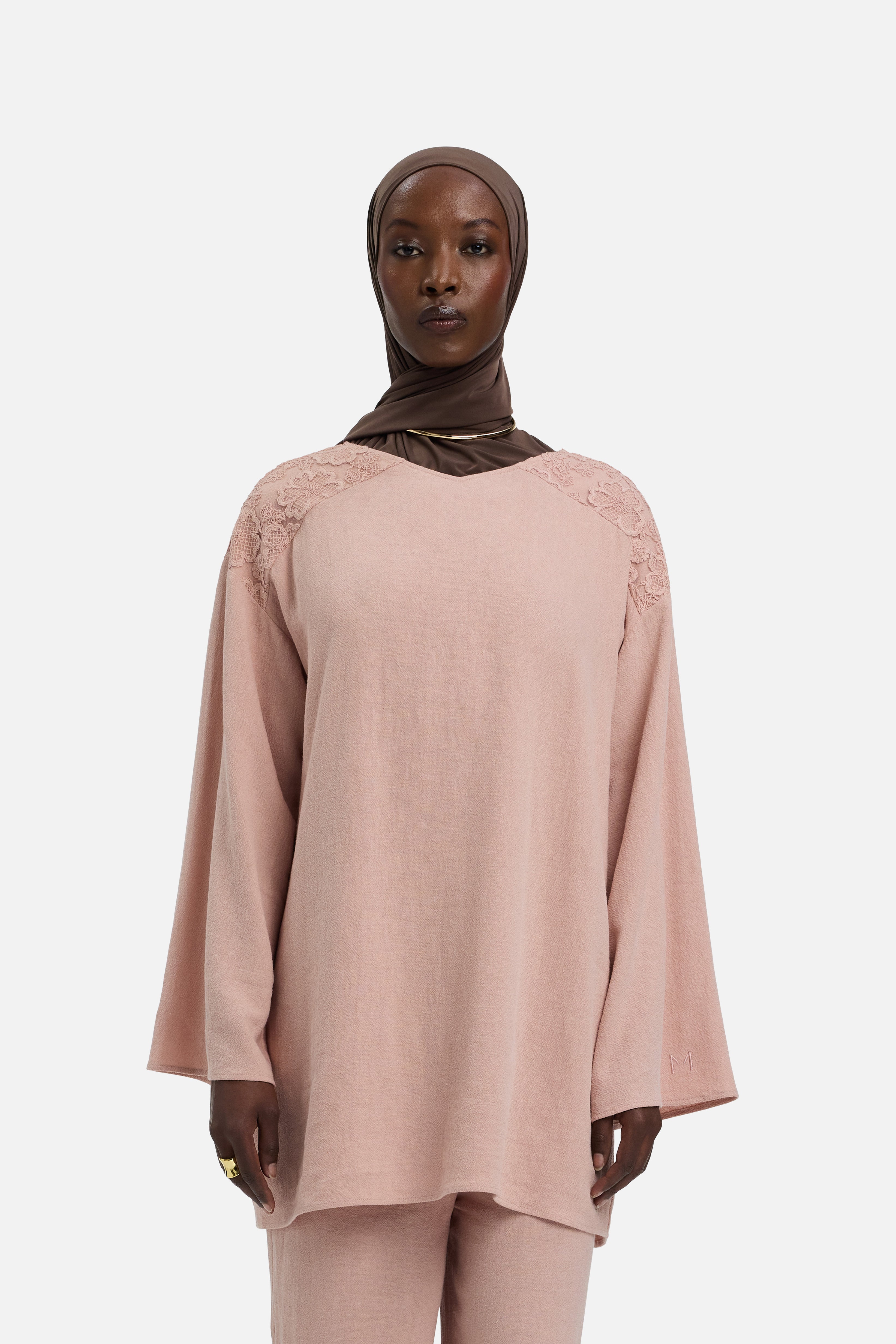 Lace Trim Top | Deep Rose
