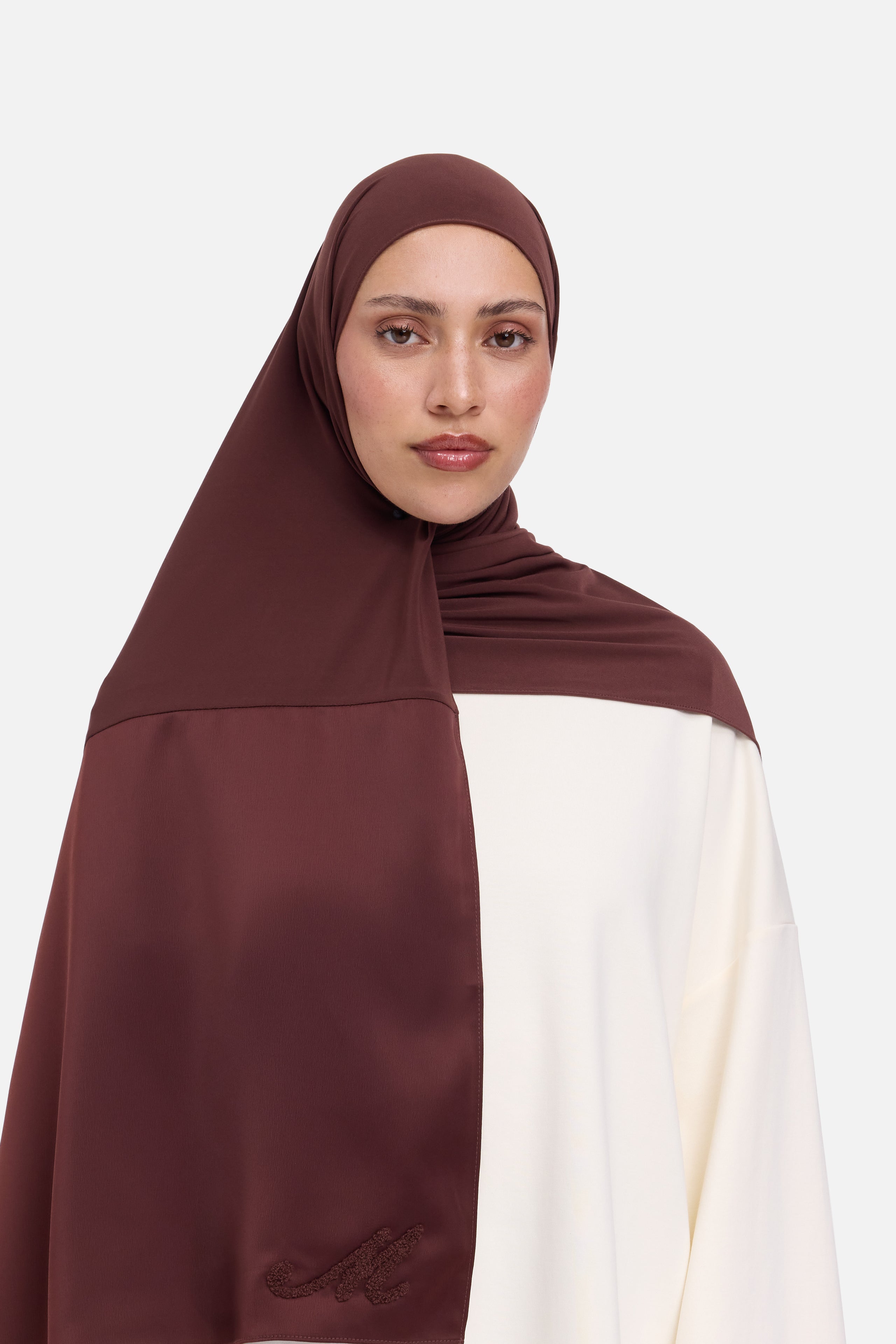 Logo Satin Edge Scarf Premium | Dark Cherry