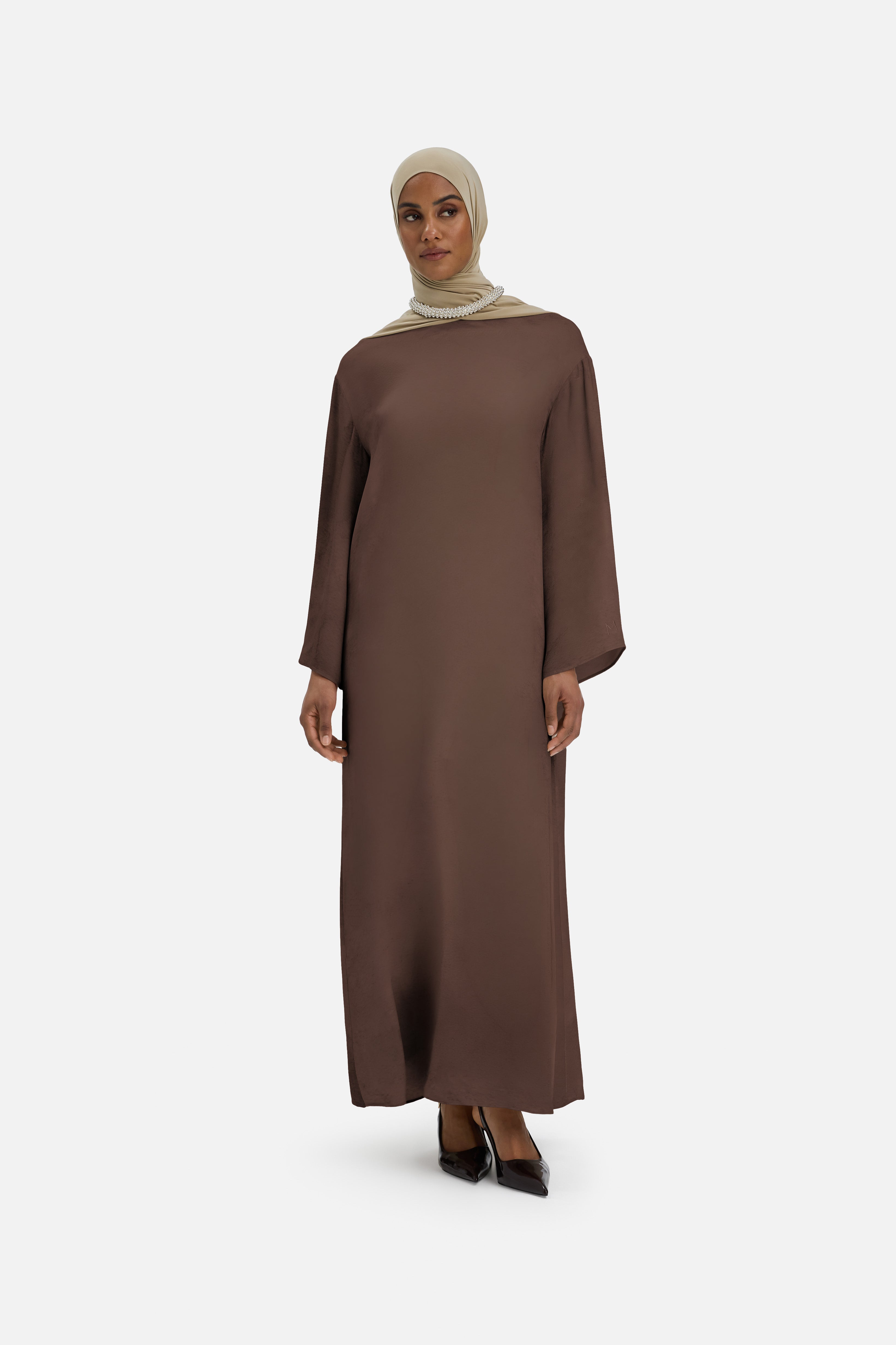 Marble Crew Neck Dress | Ash Brown