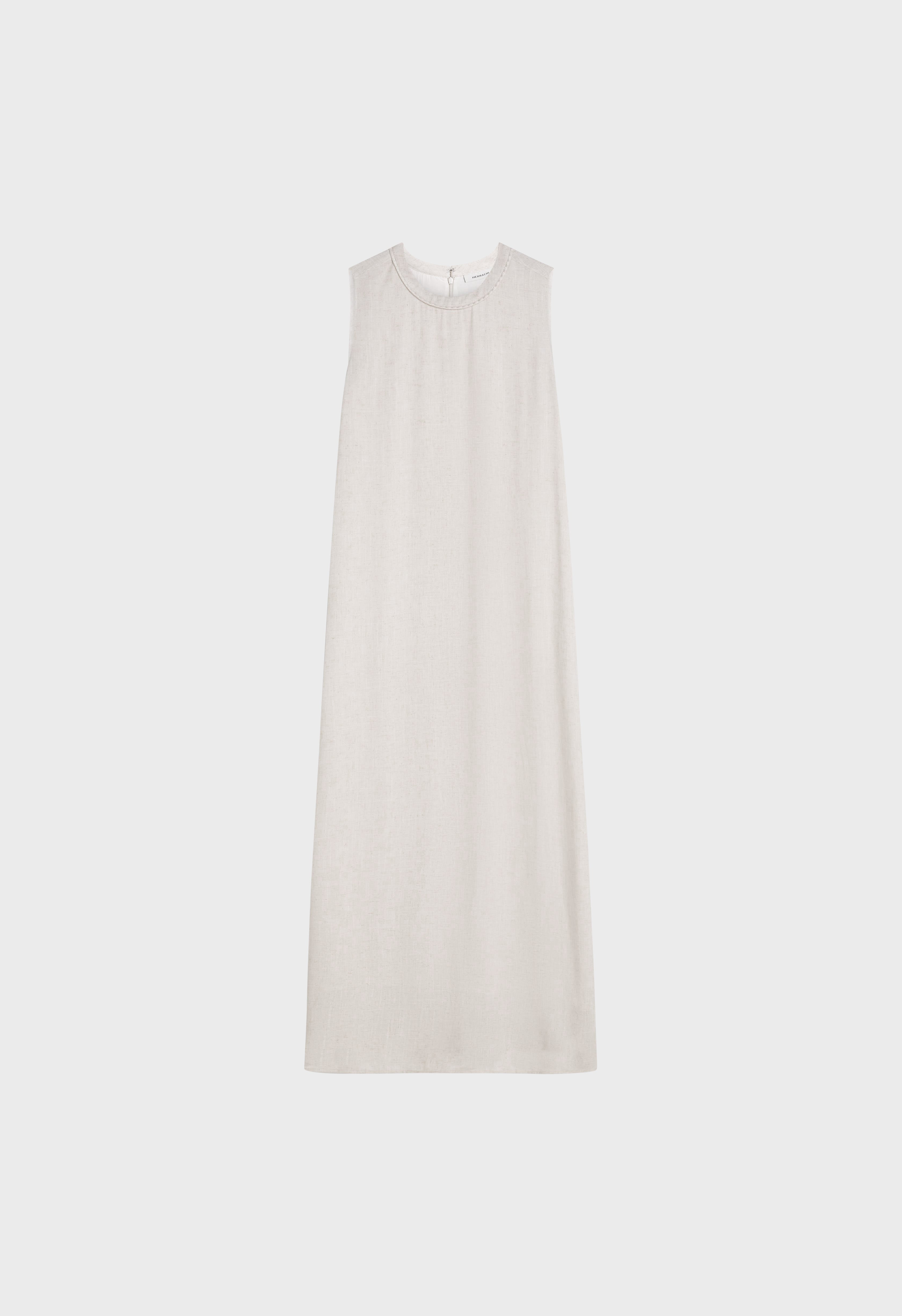 Linen Sleeveless Dress | Beige Melange