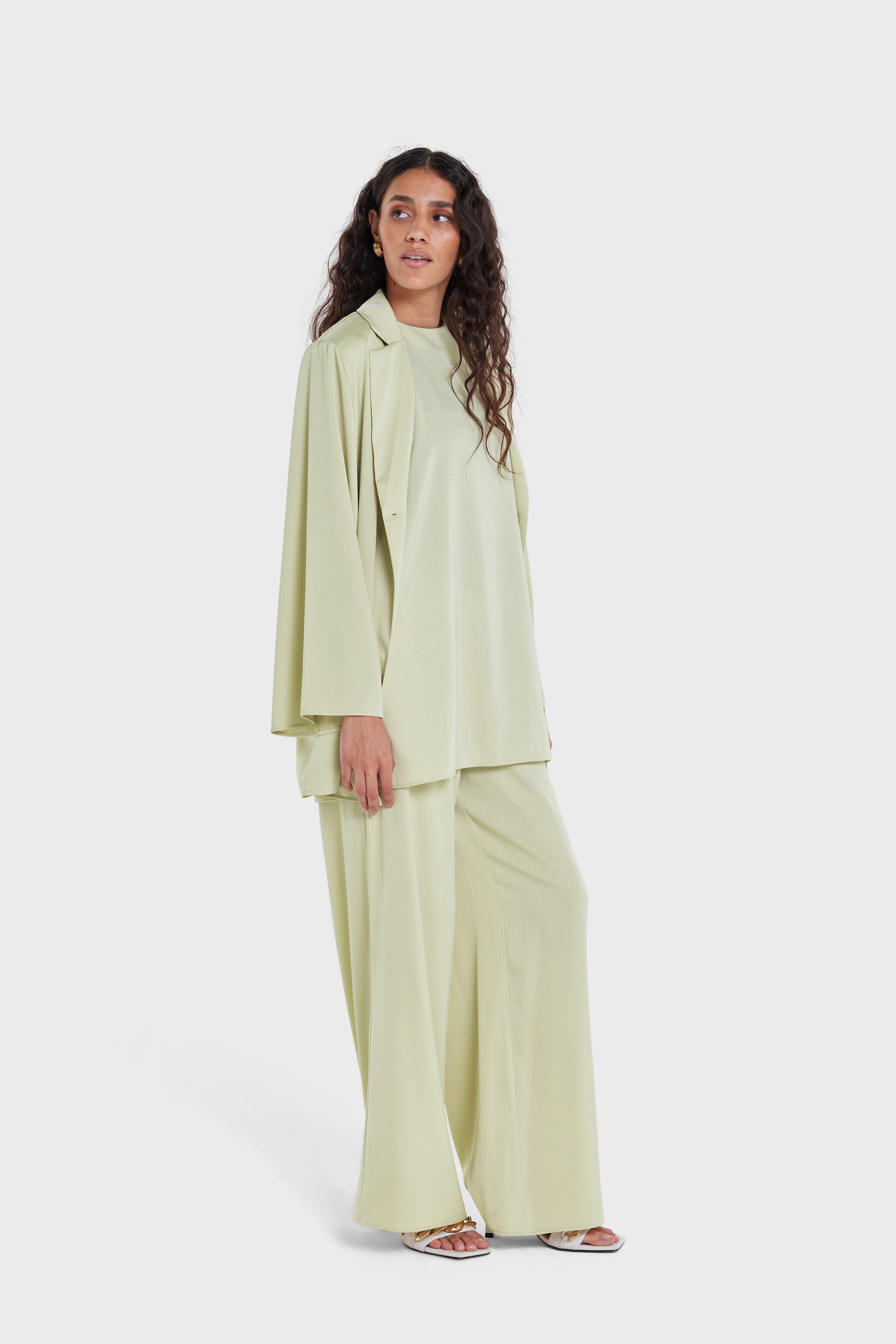 Satin Pants | Soft Khaki