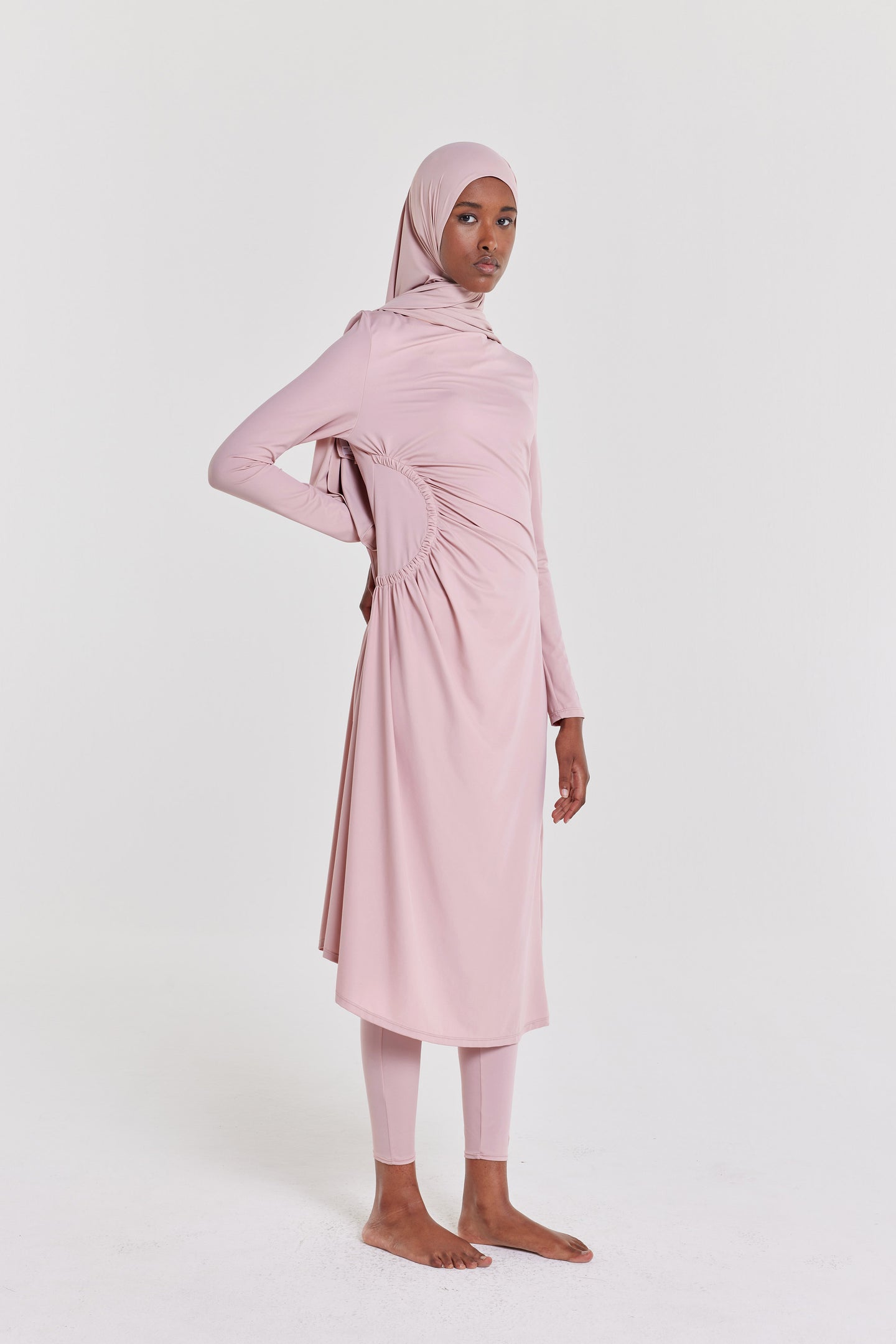 Gathered Swim Dress and Suit | Dark Rose