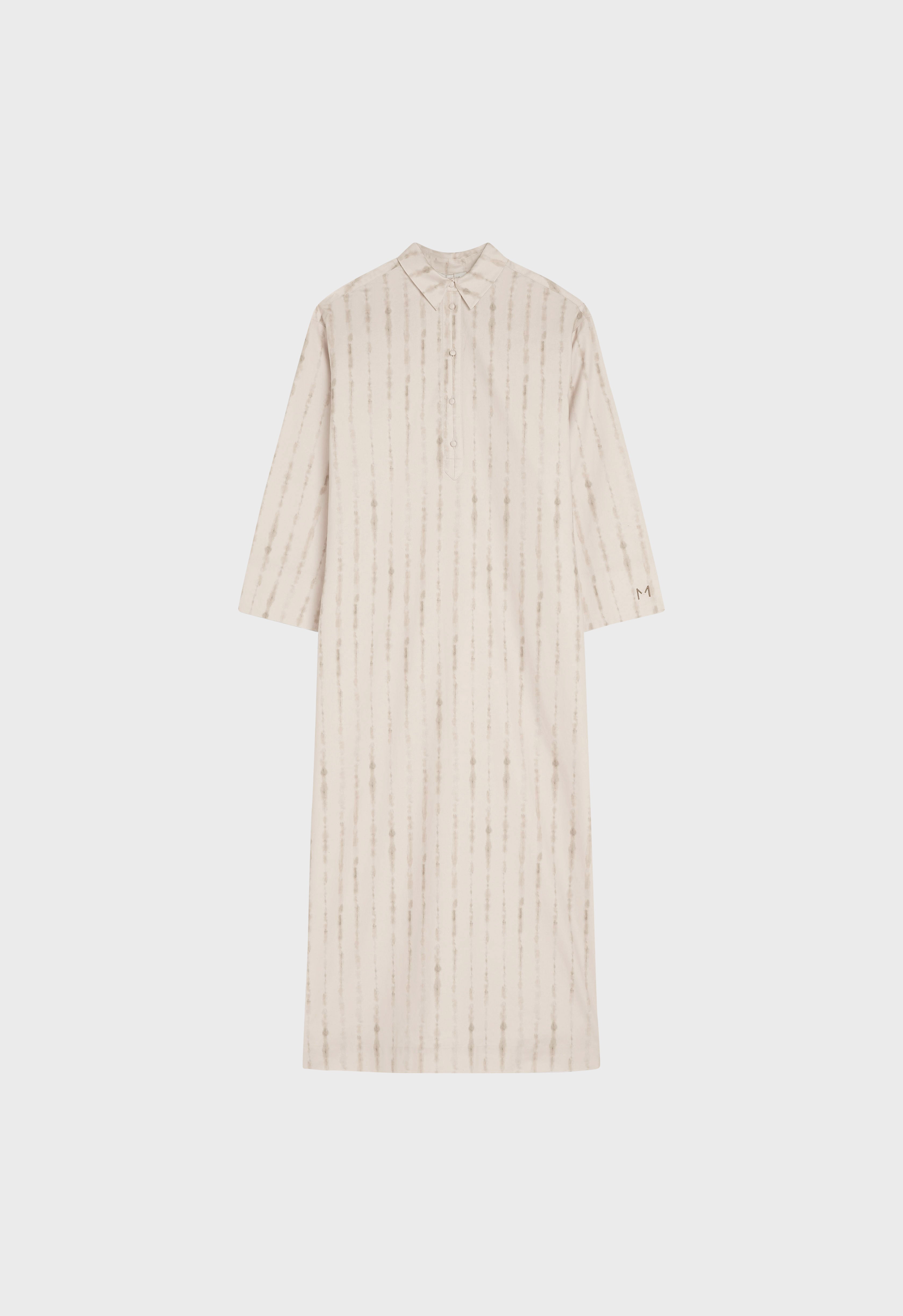 Shibori Kaftan Dress | Soft Khaki Shibori Print