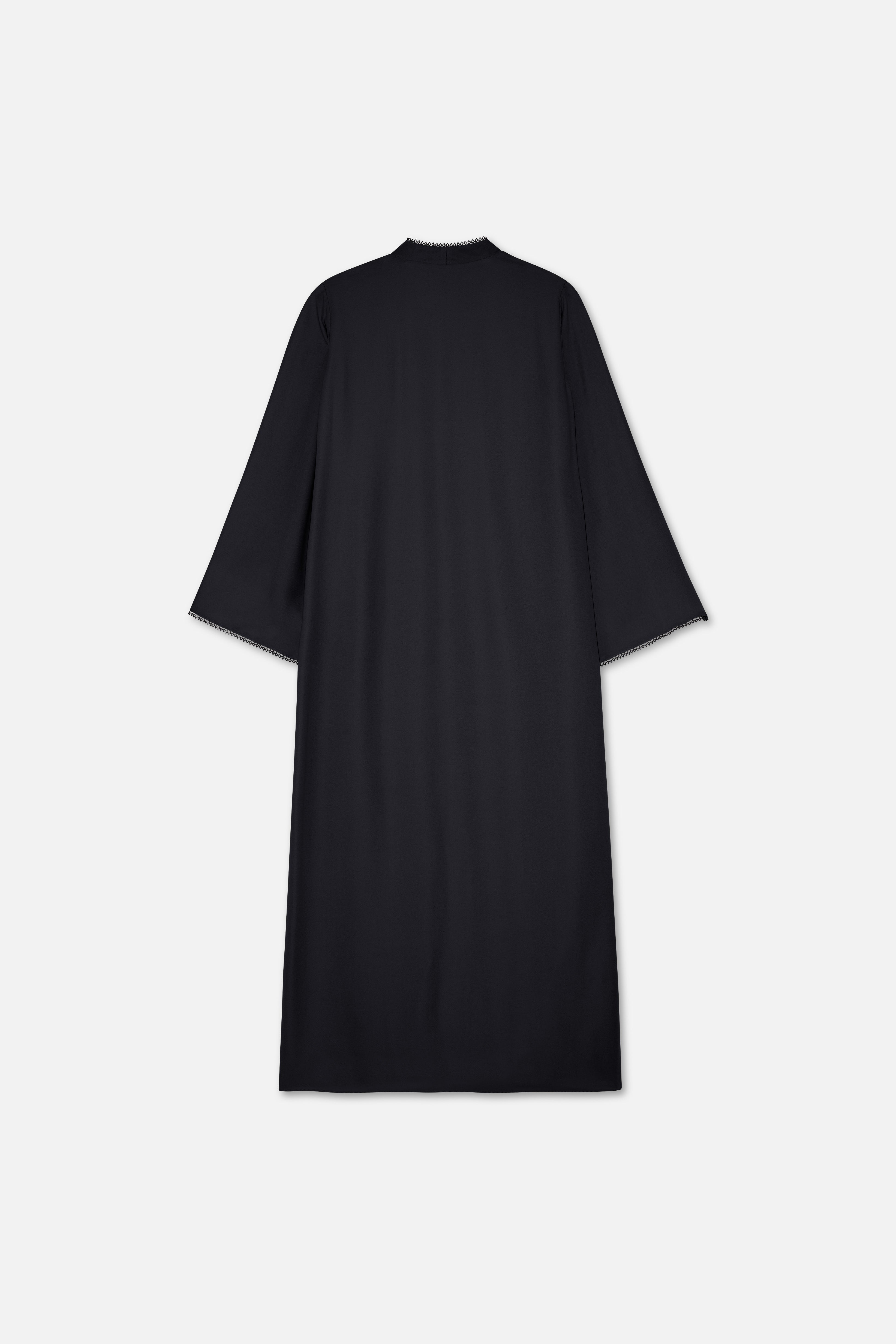 Picot Edge Abaya | Black