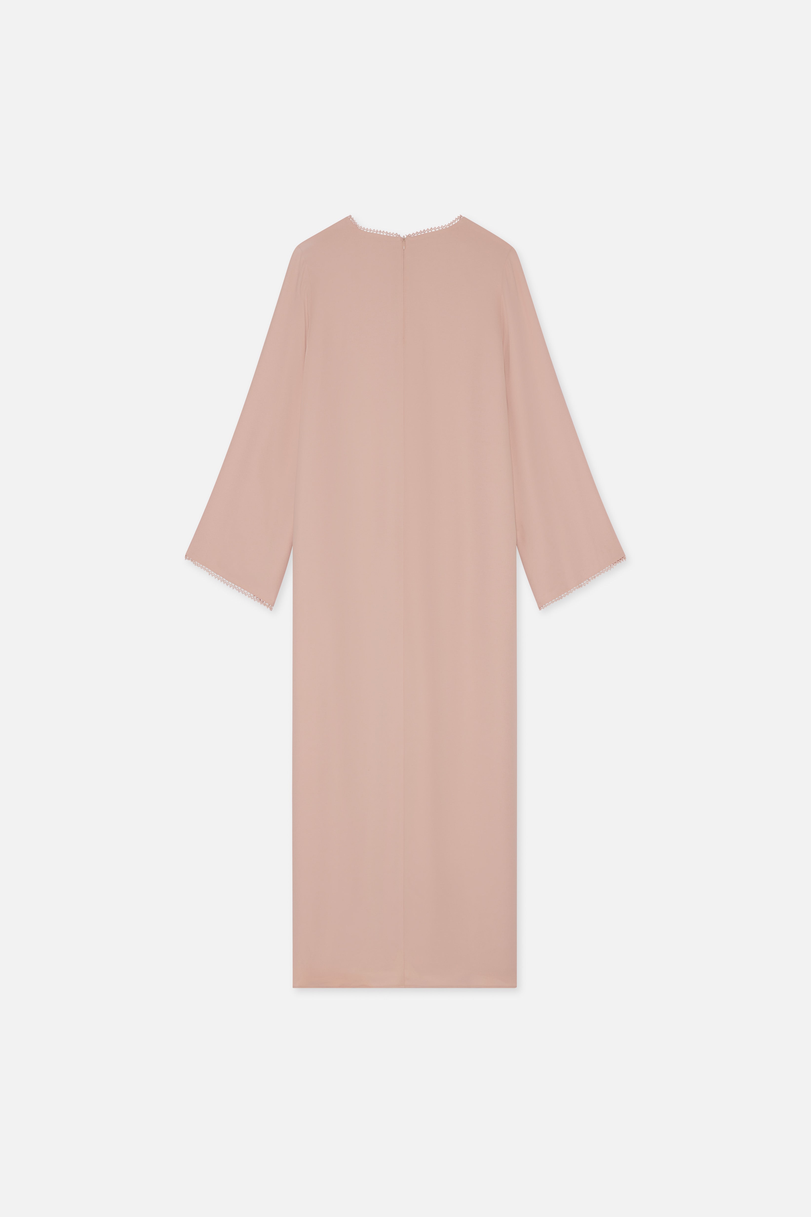 Picot Neck Dress | Dark Rose