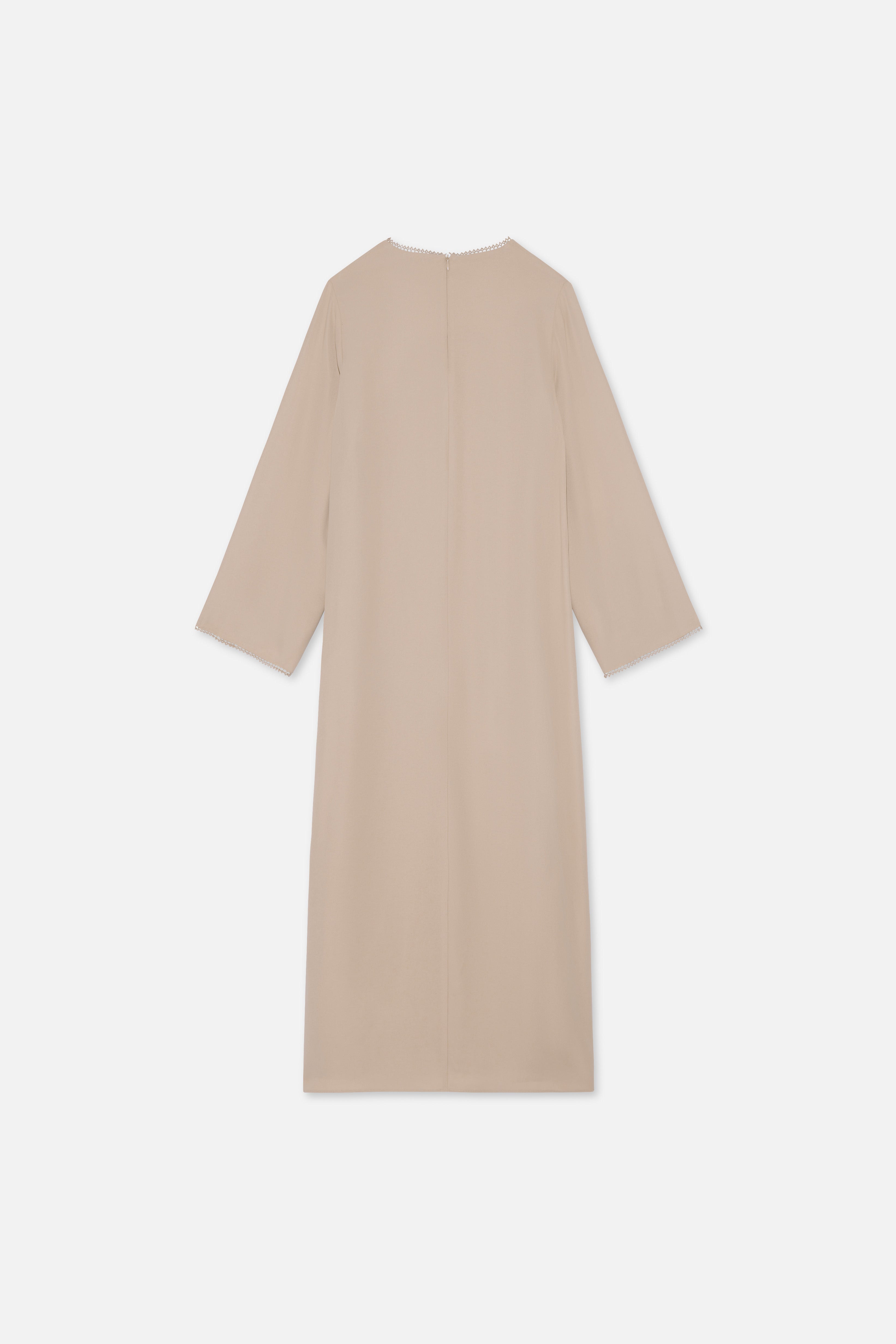 Picot Neck Dress | Mocha