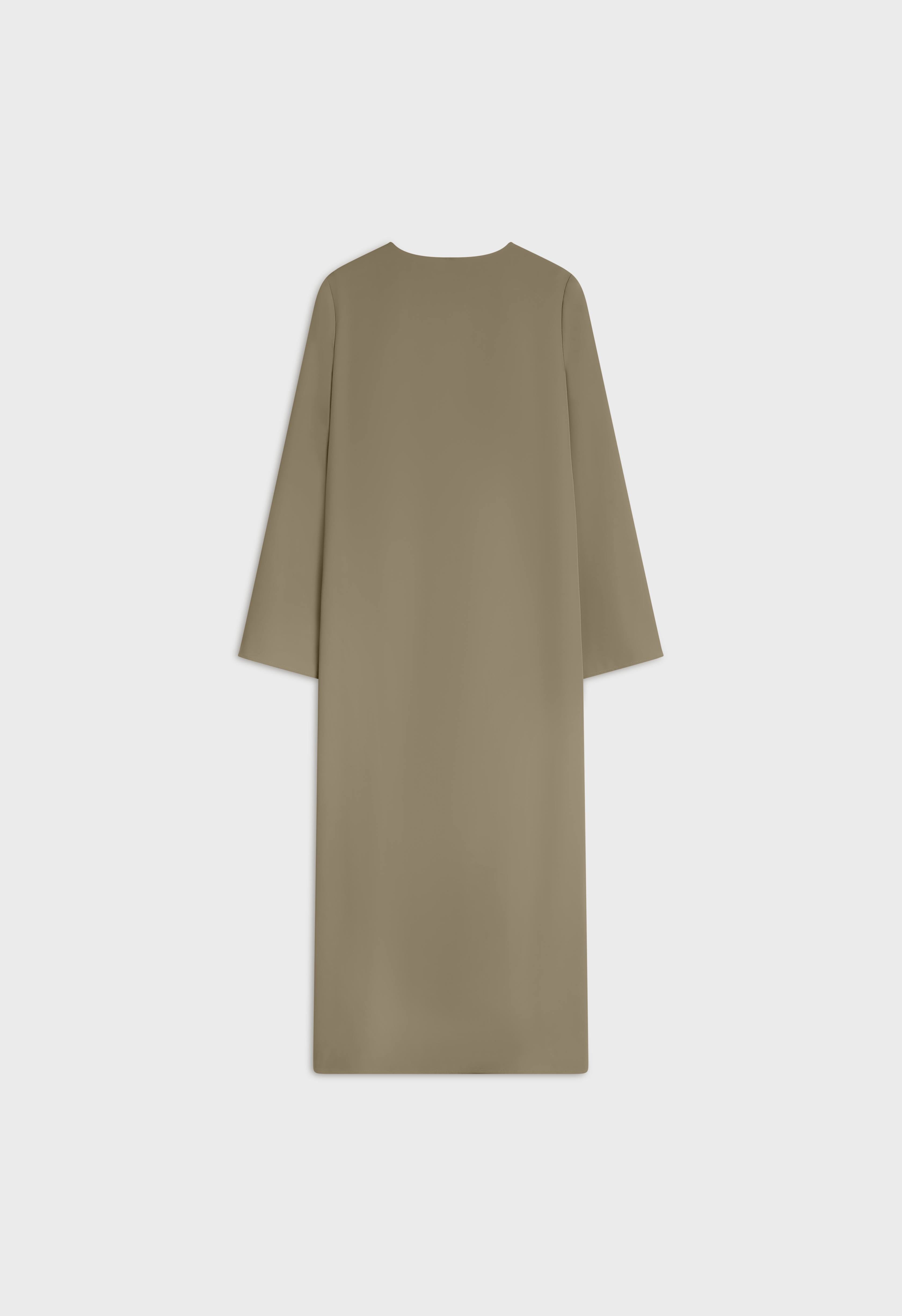 Pleated Neck Dress | Desert Brown