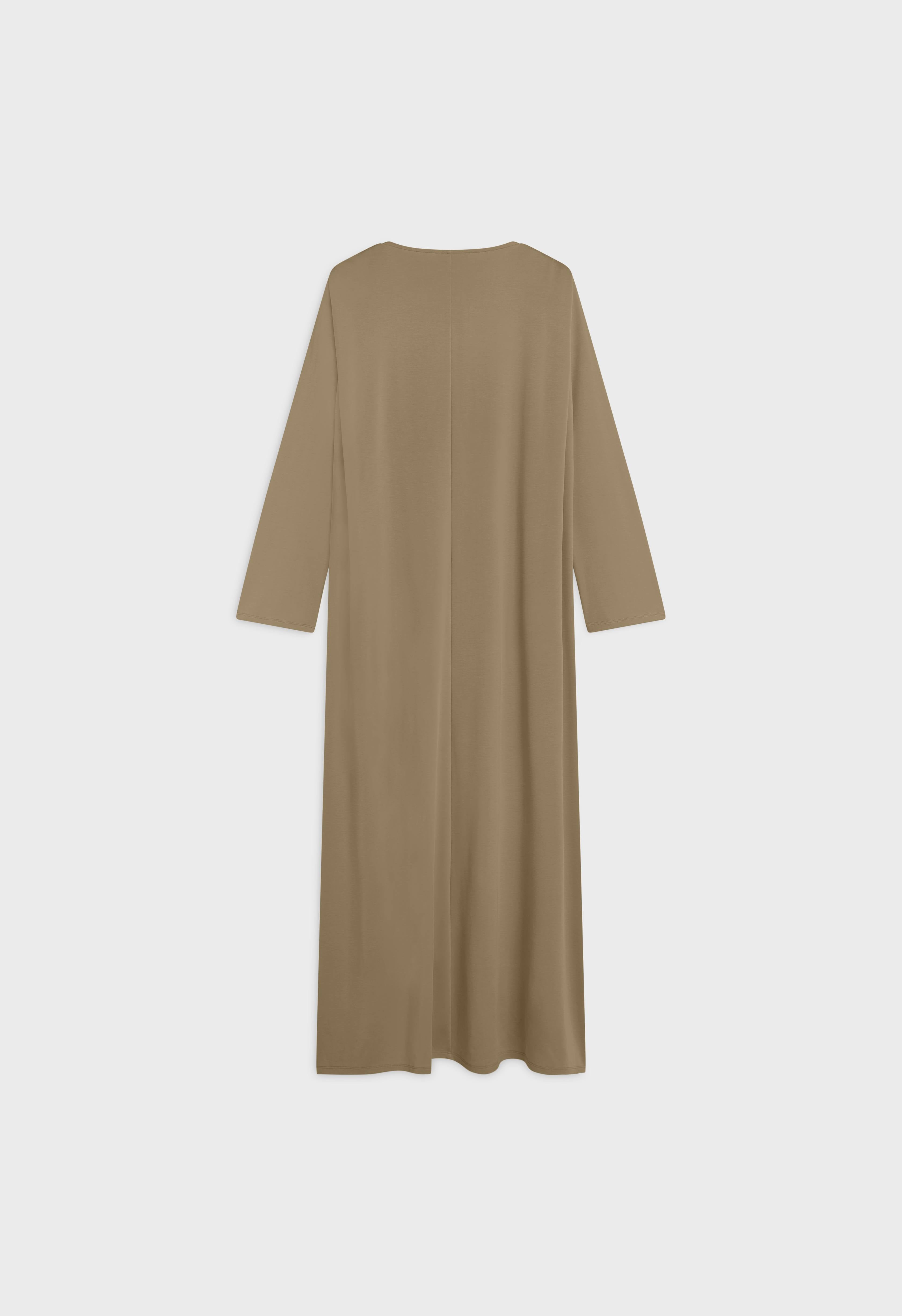 Pleated Shoulder Dress | Desert Brown