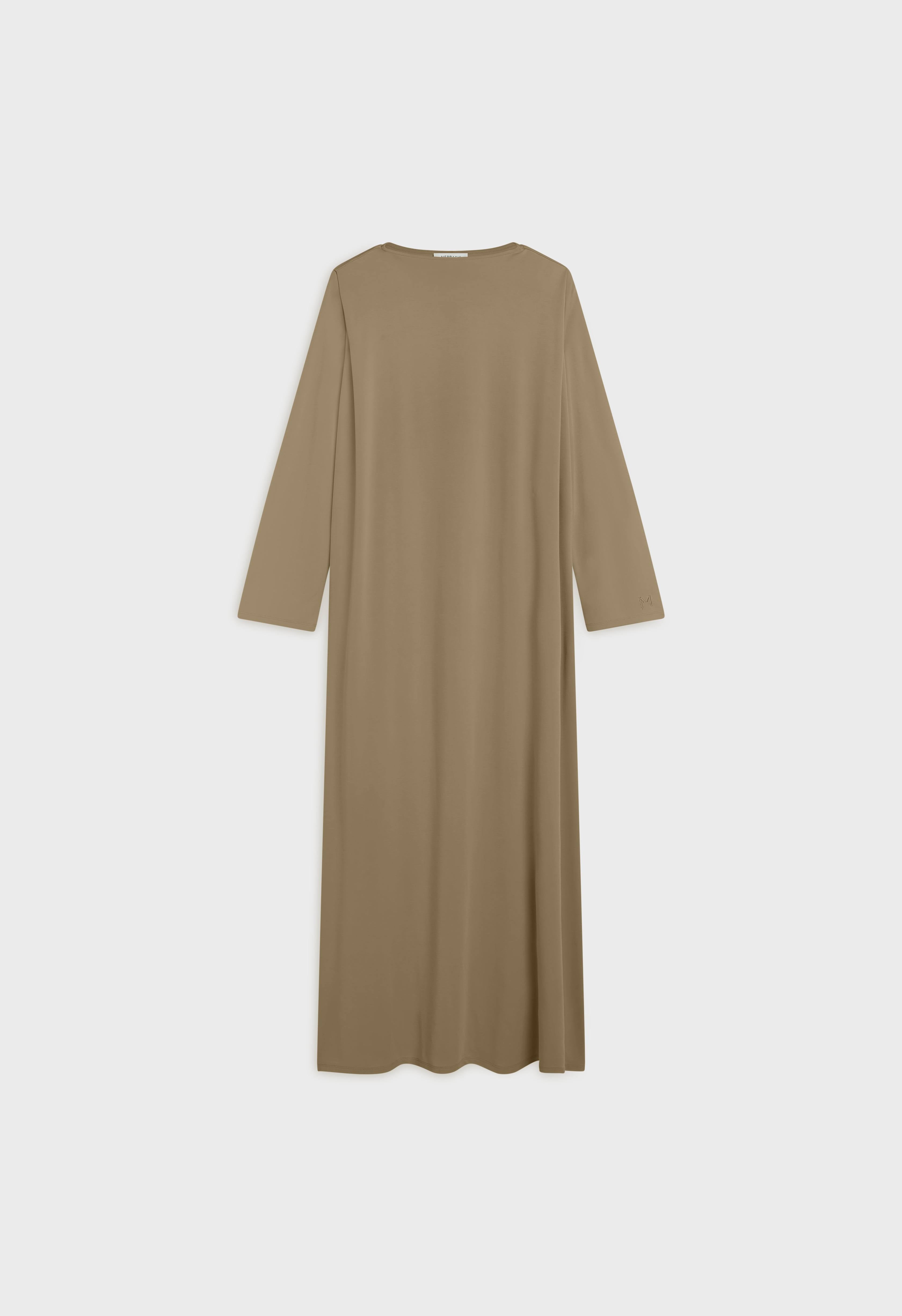 Pleated Shoulder Dress | Desert Brown