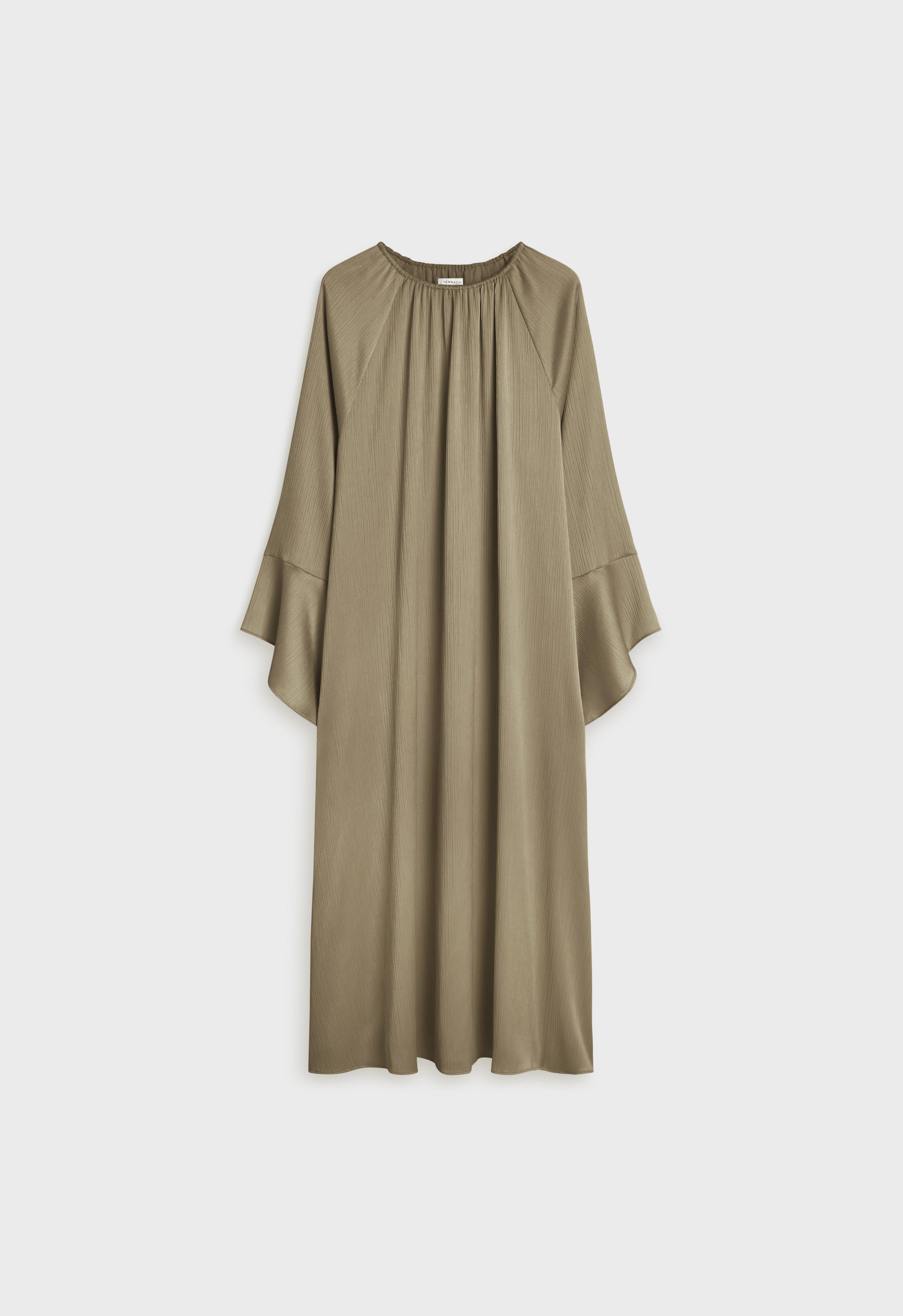 Plisse Sleeve Dress | Desert Brown