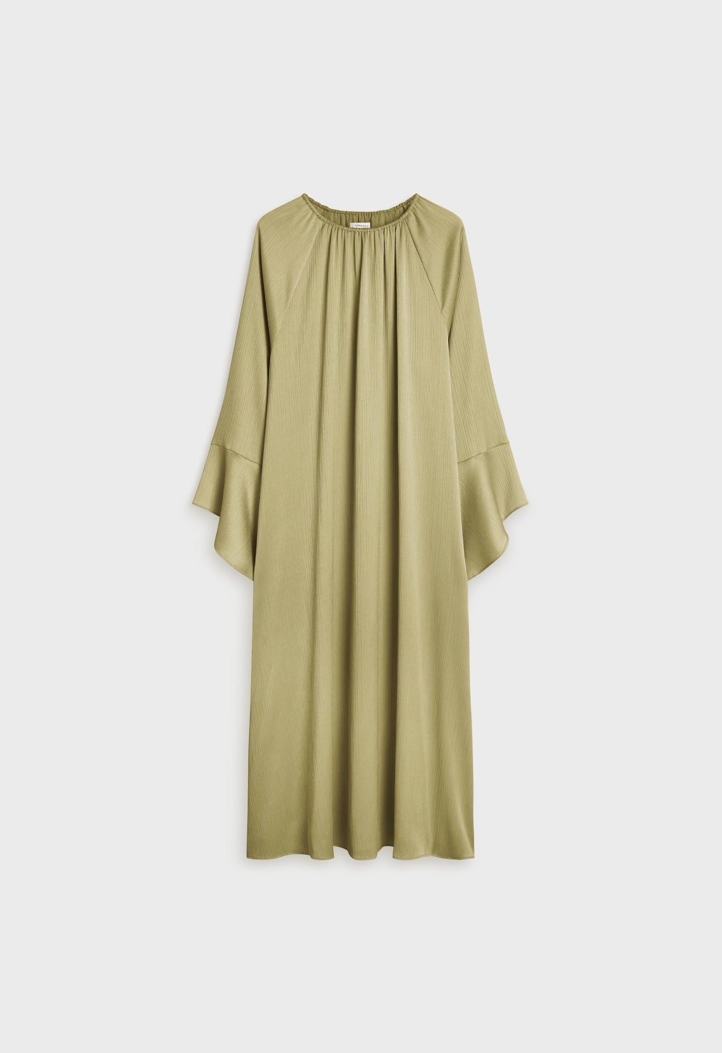 Plisse Sleeve Dress | Grey Green