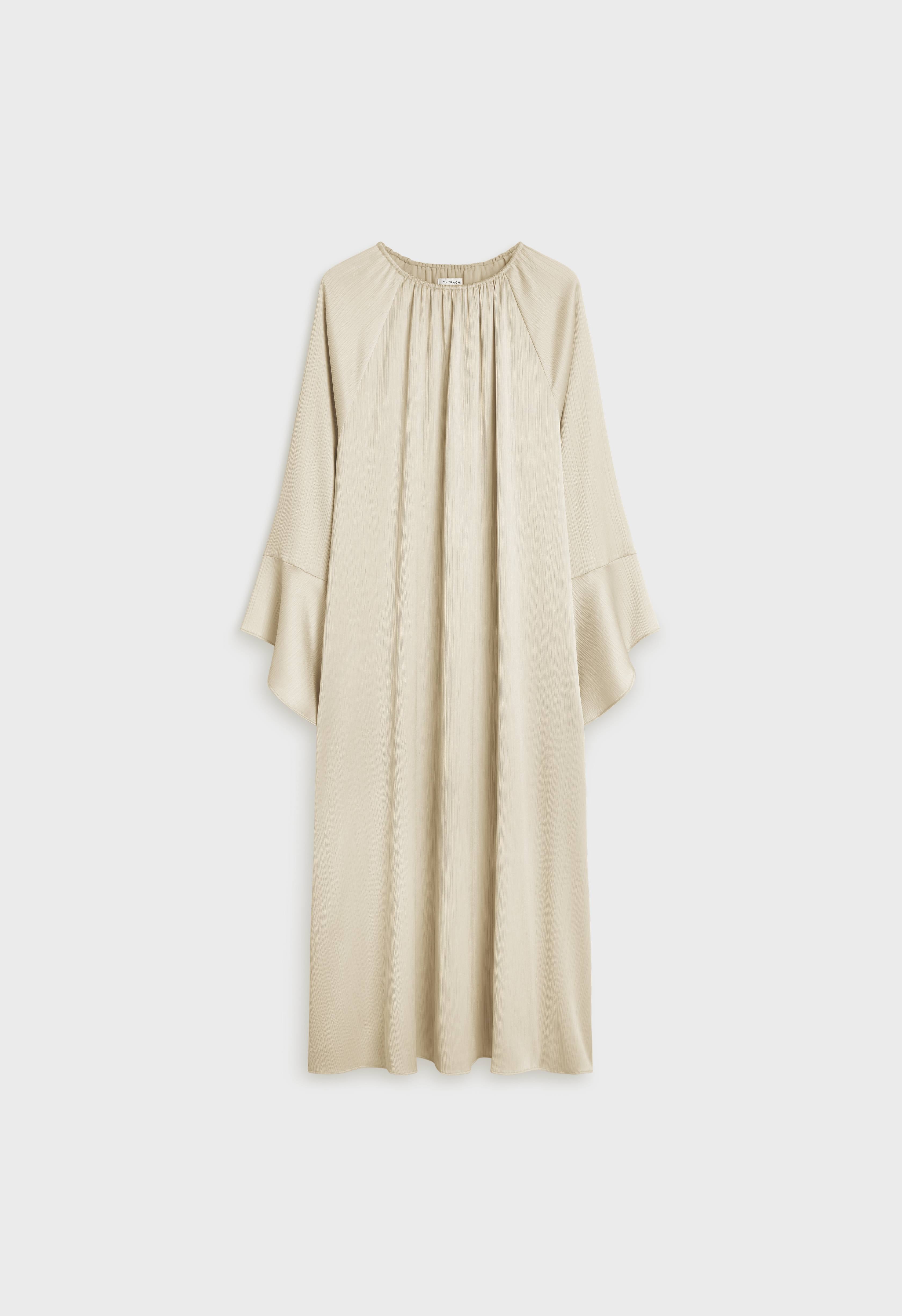 Plisse Sleeve Dress | Sand