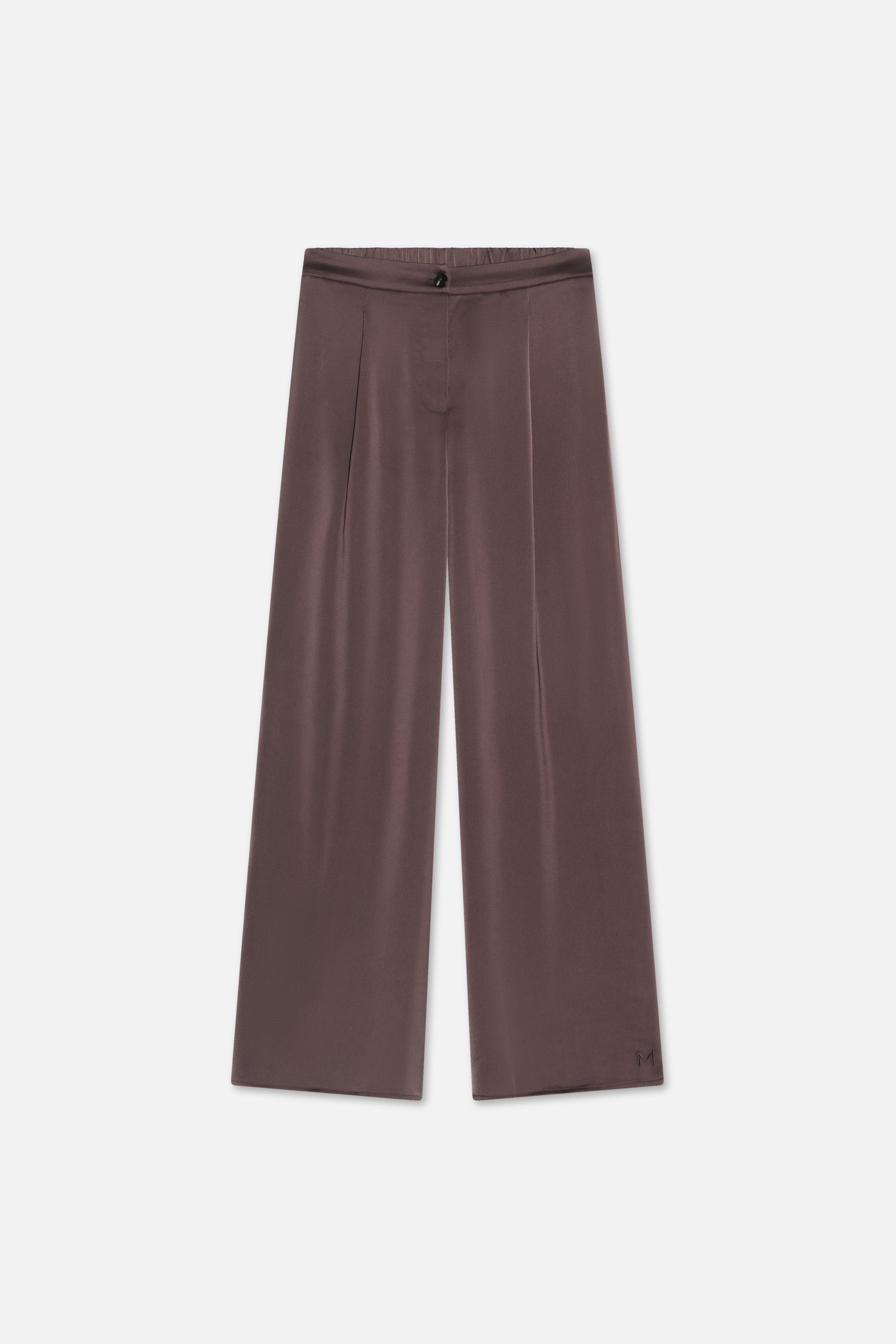 Satin Pleated Pants | Dark Brown