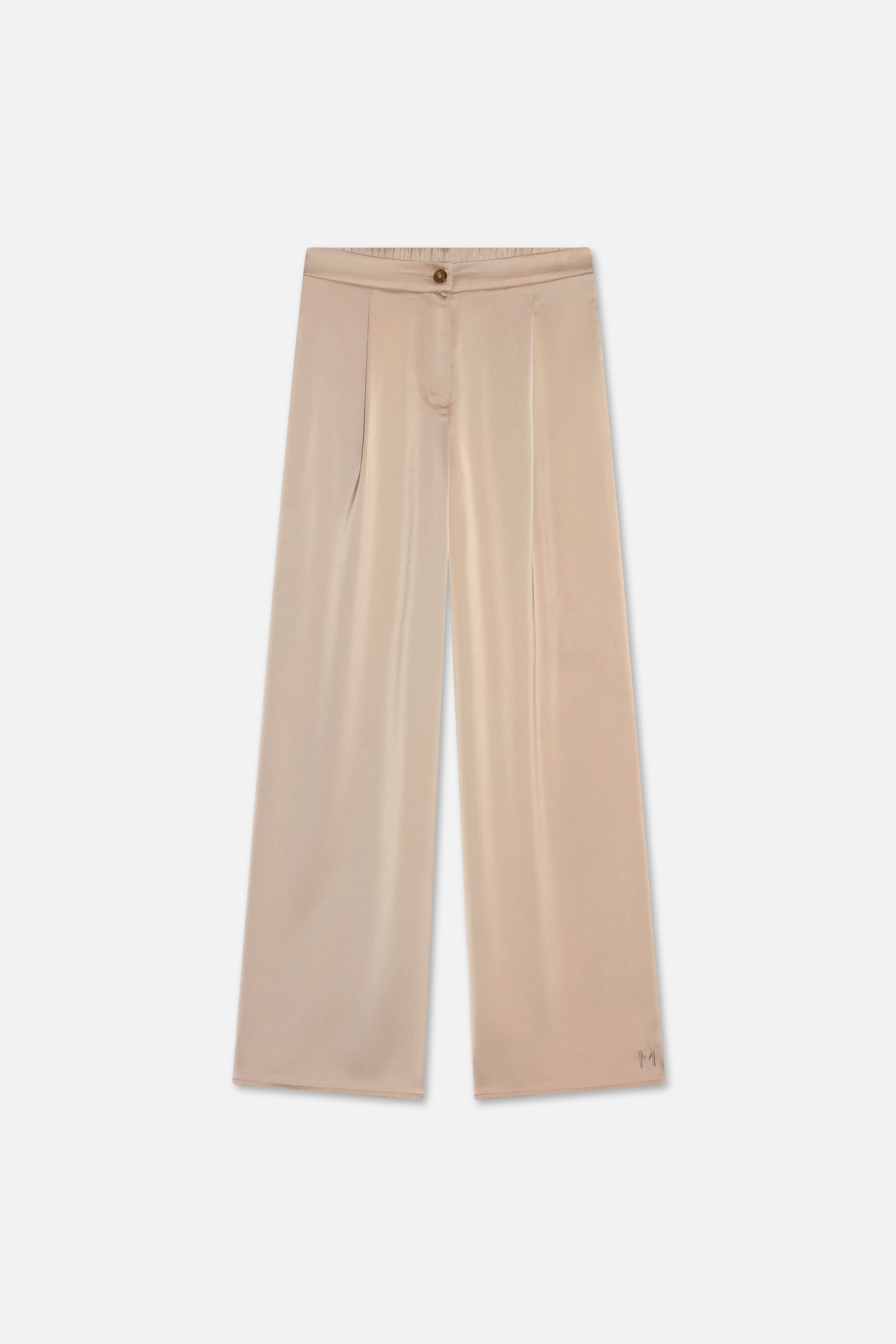 Satin Pleated Pants | Khaki