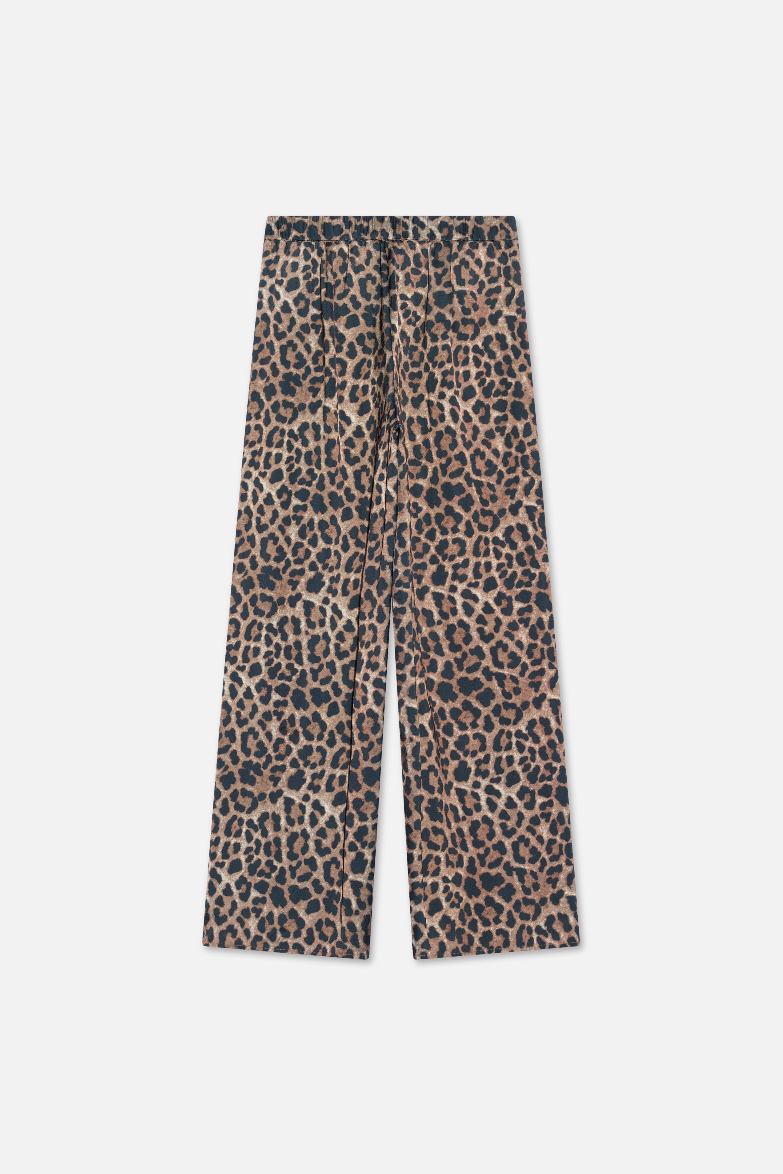 Satin Pleated Pants | Leopard