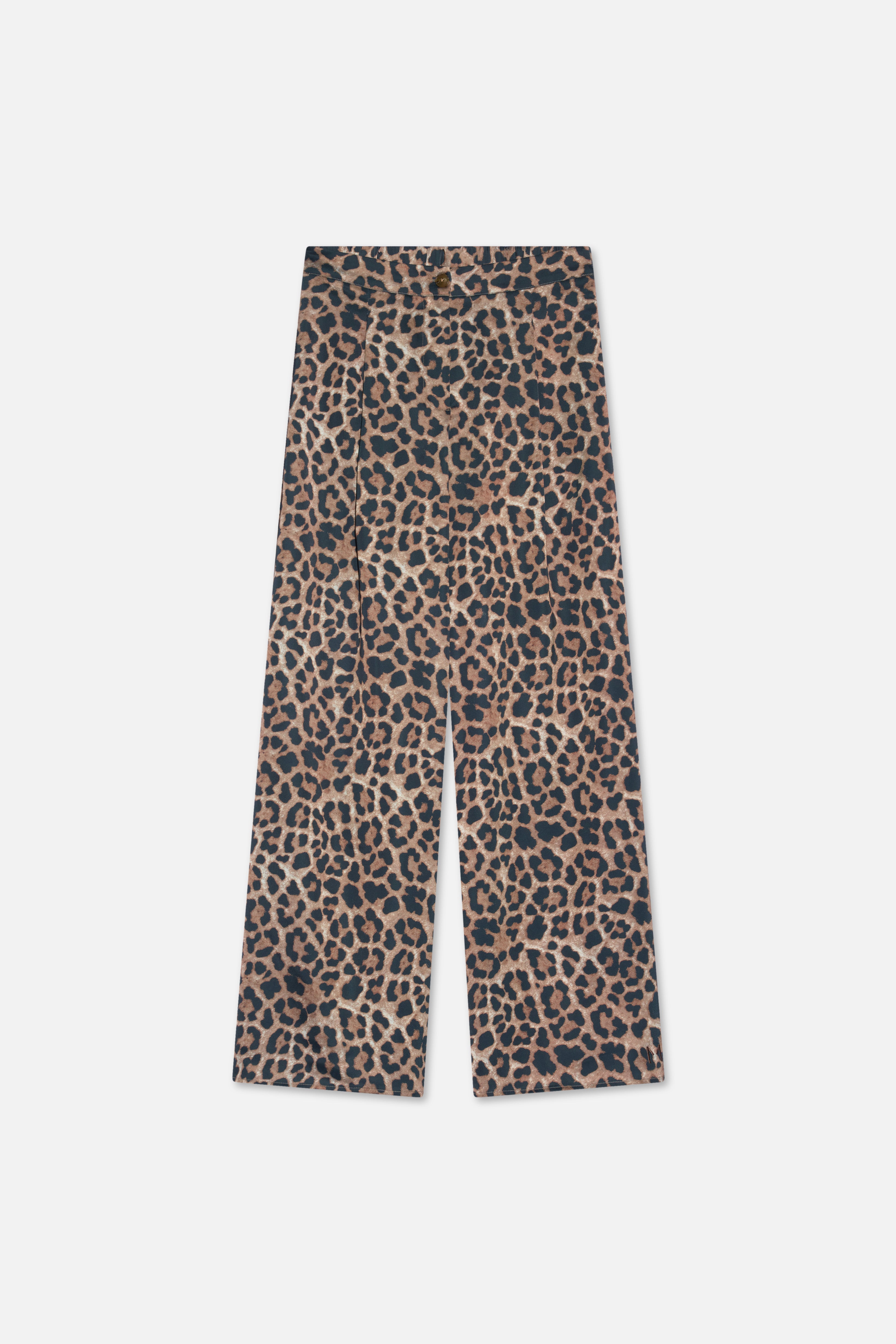 Satin Pleated Pants | Leopard
