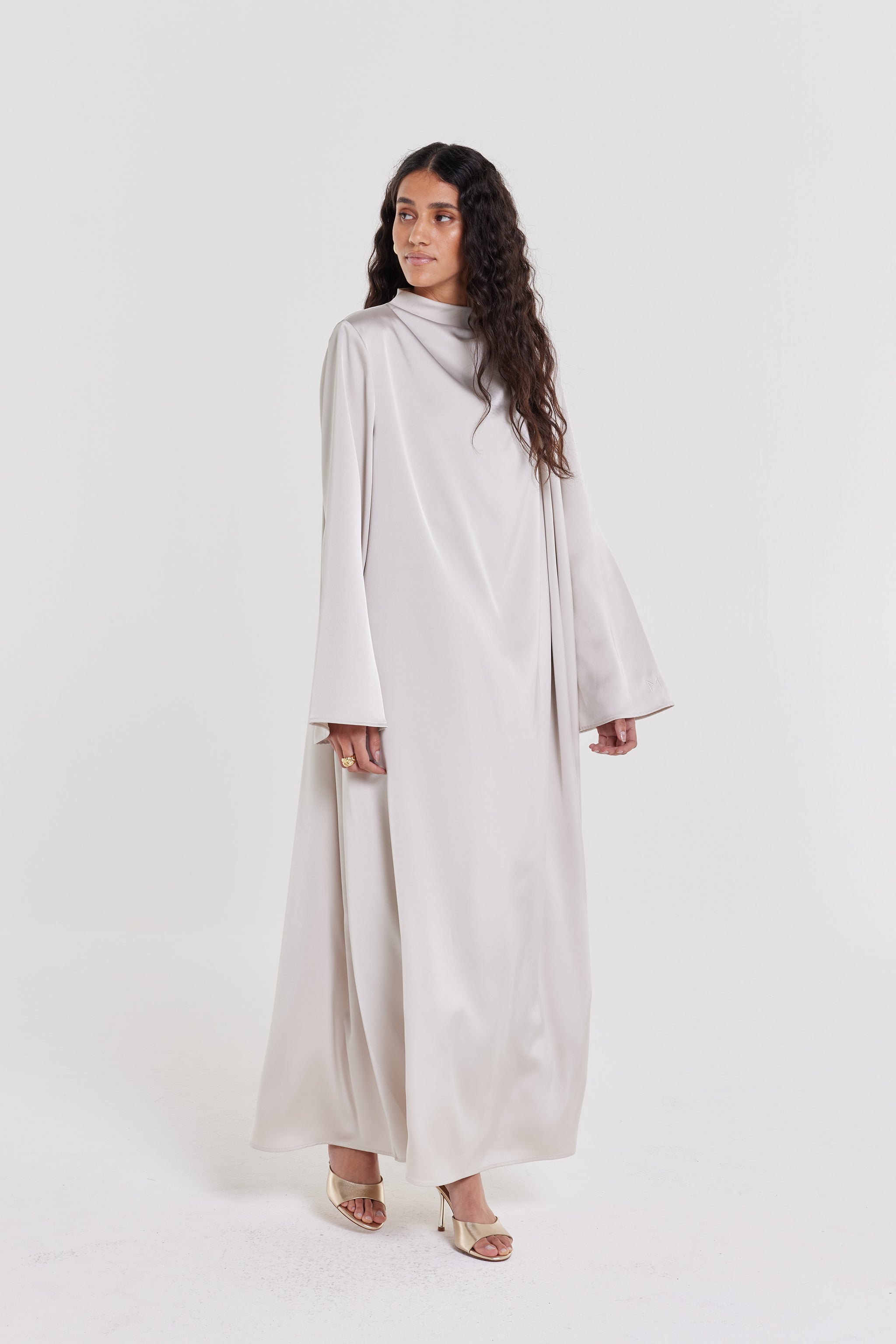 Asymmetric Drape Dress | Biscuit