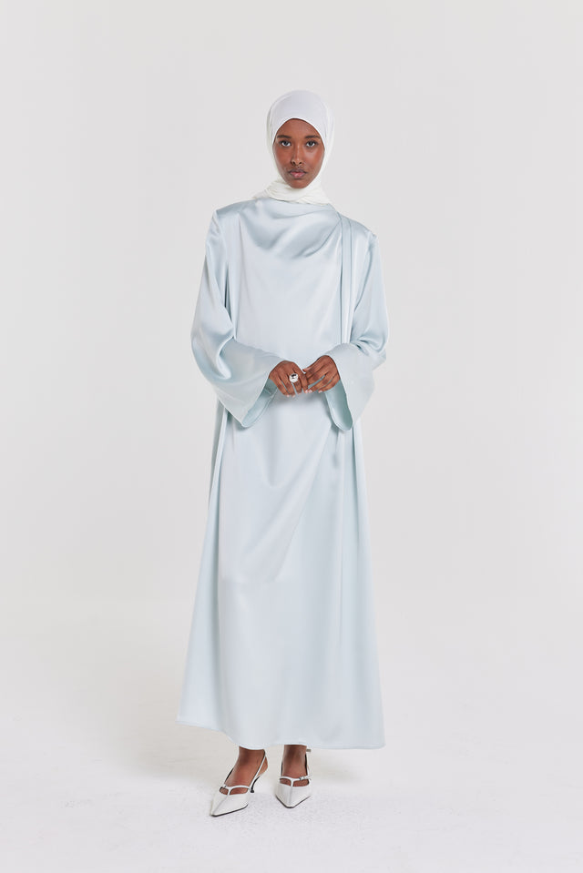 Asymmetric Drape Dress | Ice Blue