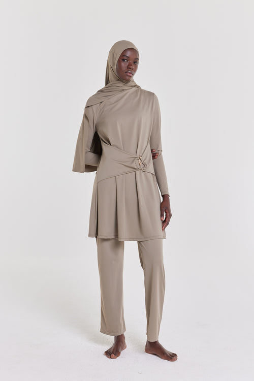 Stone Ring Swim Dress and Suit | Soft Khaki