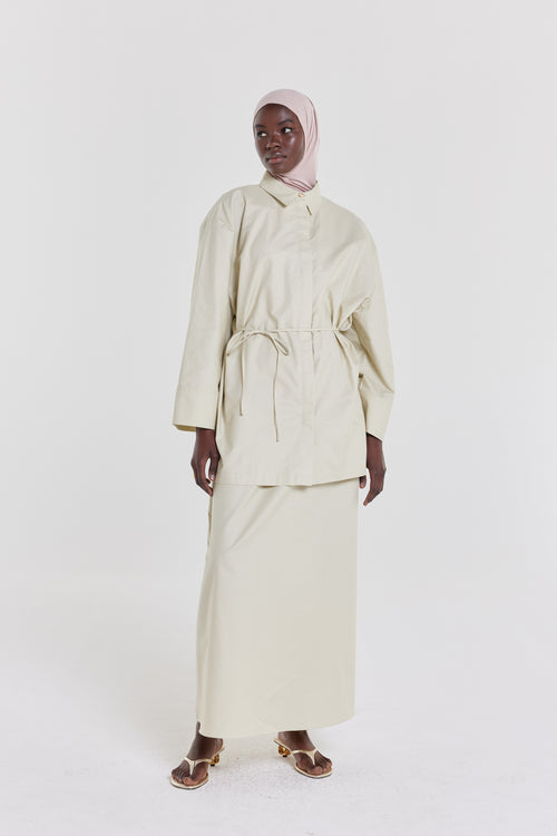 Woven Cotton Skirt | Light Moss